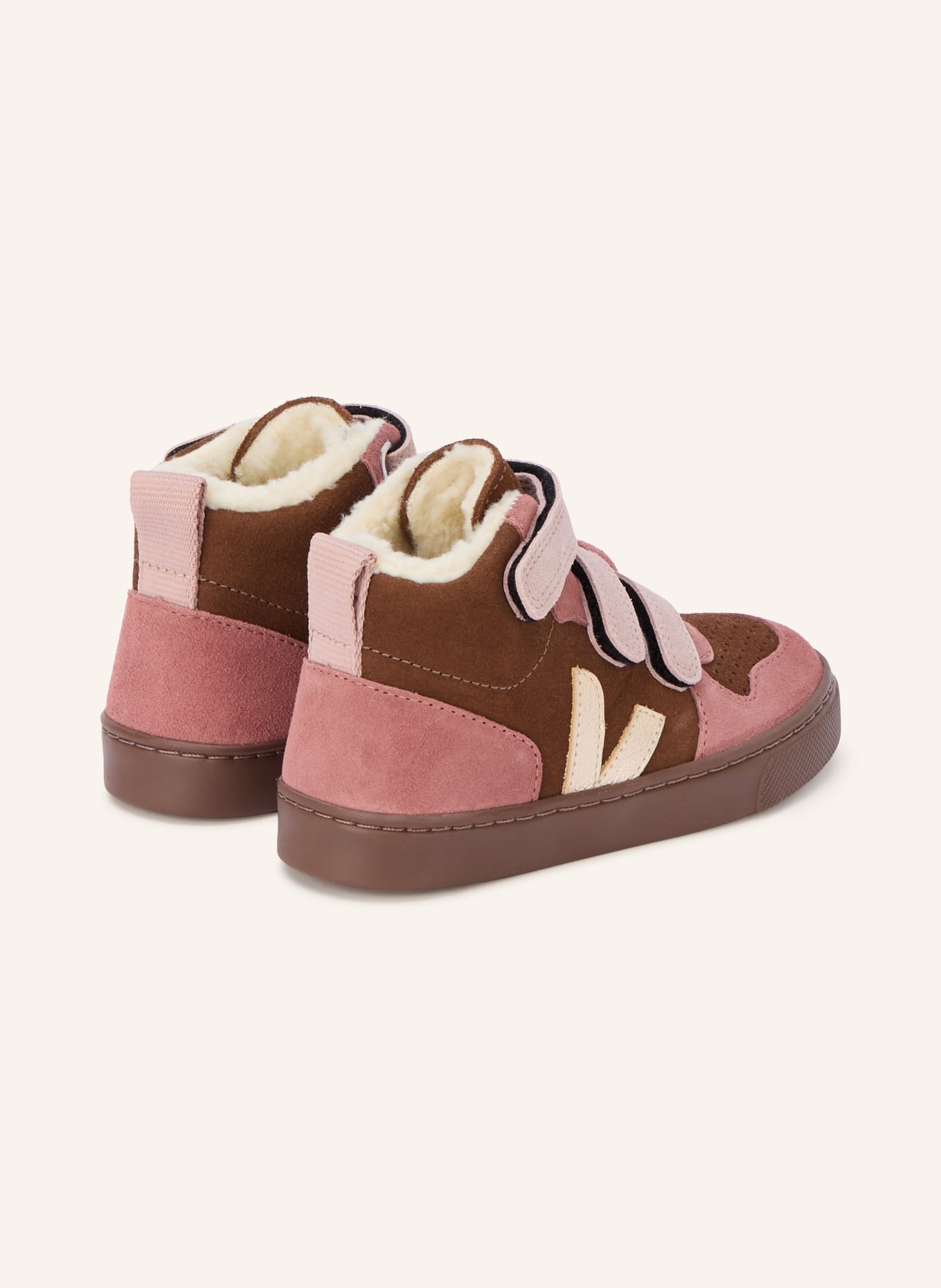 VEJA Hoge sneakers V-10 MID WINTER: MARRON FONCÉ / GOUD / DONKERROOD