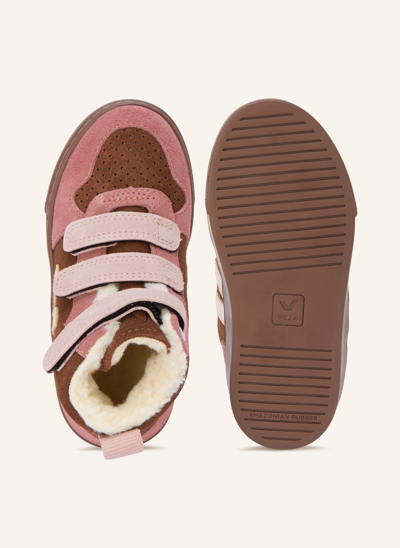 VEJA Hoge sneakers V-10 MID WINTER: MARRON FONCÉ / GOUD / DONKERROOD