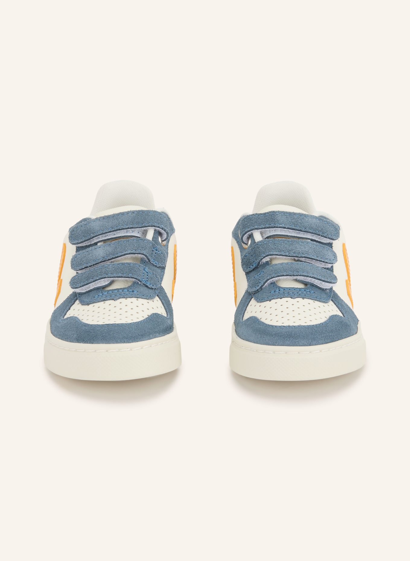 VEJA Sneaker SMALL V-10: WEISS / ORANGE / DUNKELBLAU