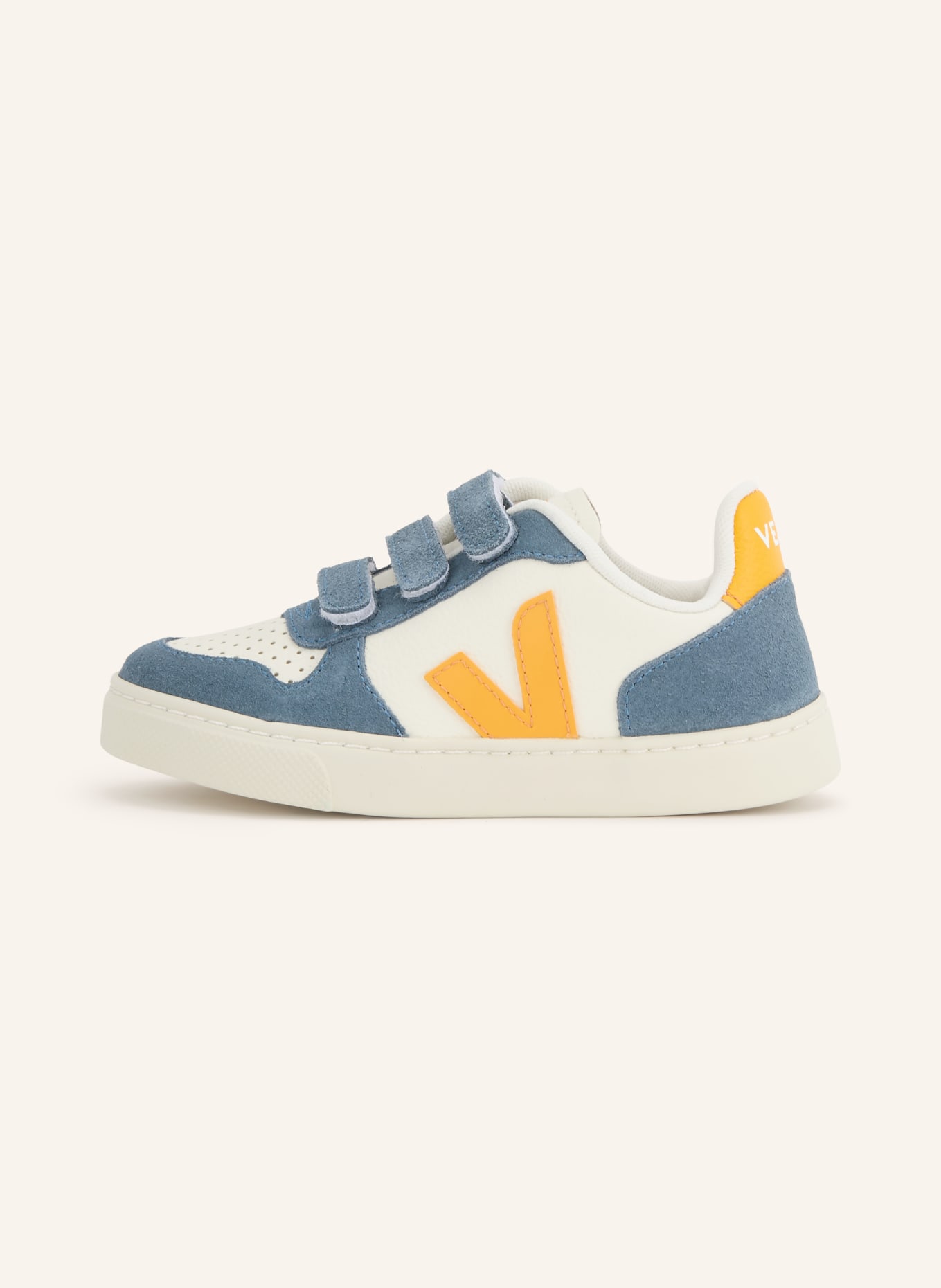 VEJA Sneaker SMALL V-10: WEISS / ORANGE / DUNKELBLAU