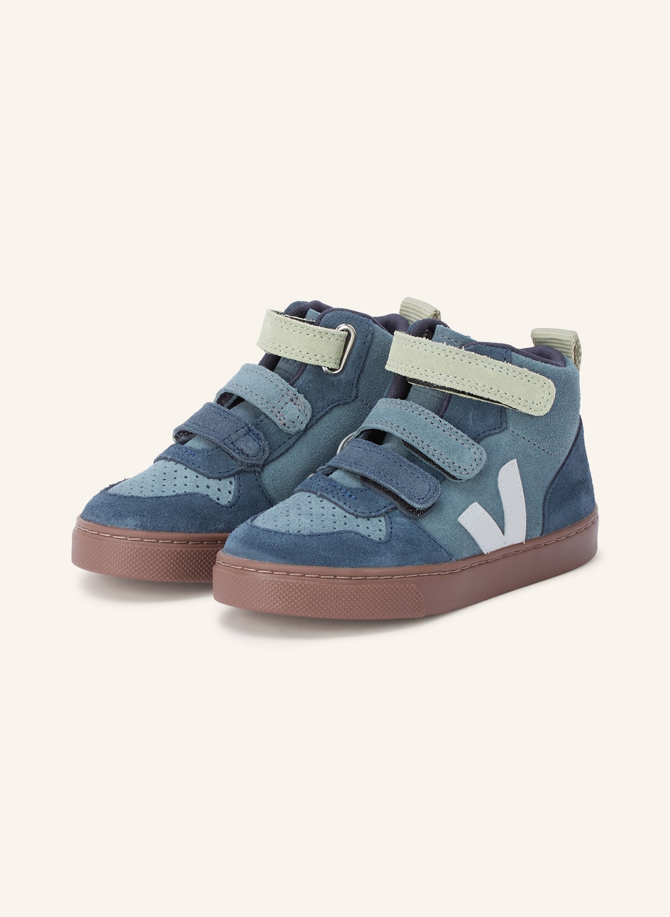 VEJA V-10 MID High-top sneakers: BLUE / MINT / DARK BLUE