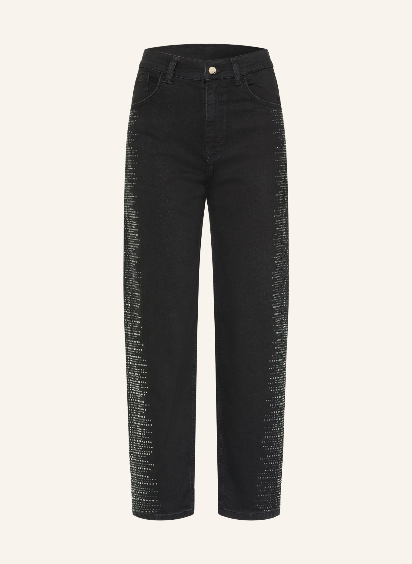 LIU JO Barrel Jeans mit Schmucksteinen: 22222 BLACK