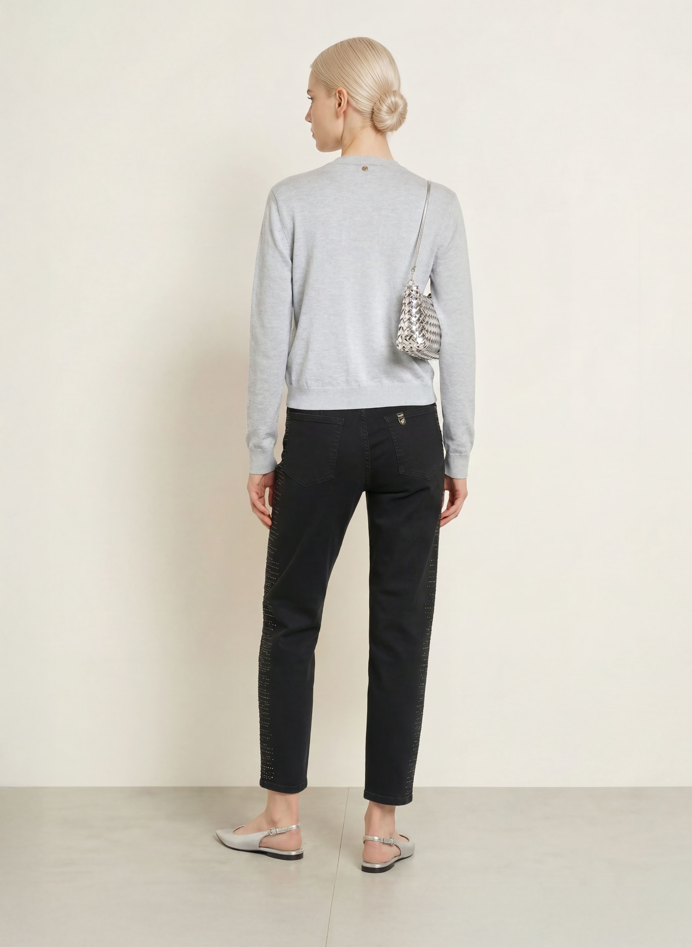 LIU JO Barrel Jeans mit Schmucksteinen: 22222 BLACK