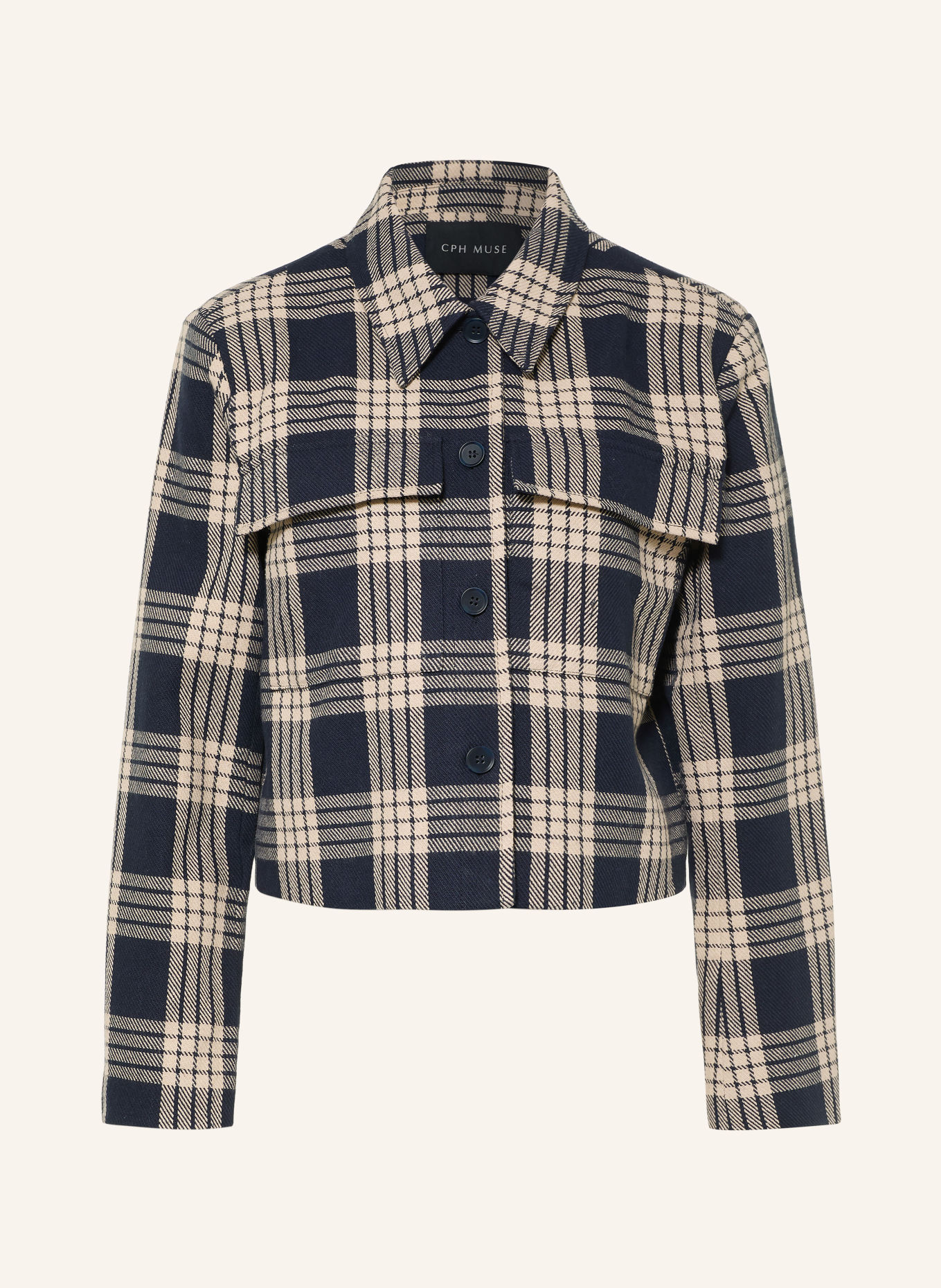 CPH MUSE Veste boxy CMATALIE: BLEU FONCÉ / BEIGE