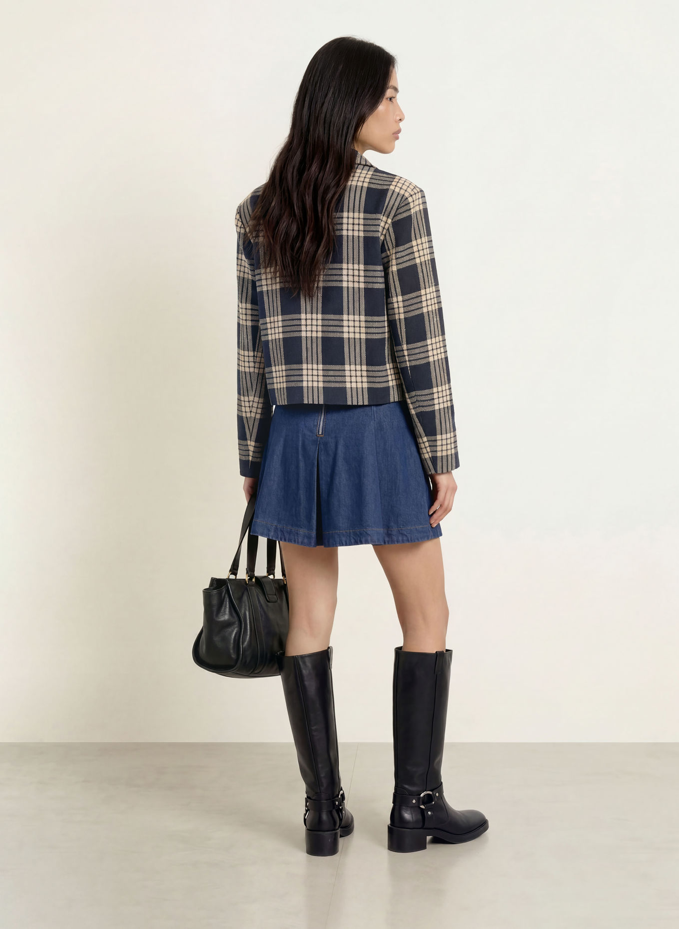 CPH MUSE Veste boxy CMATALIE: BLEU FONCÉ / BEIGE