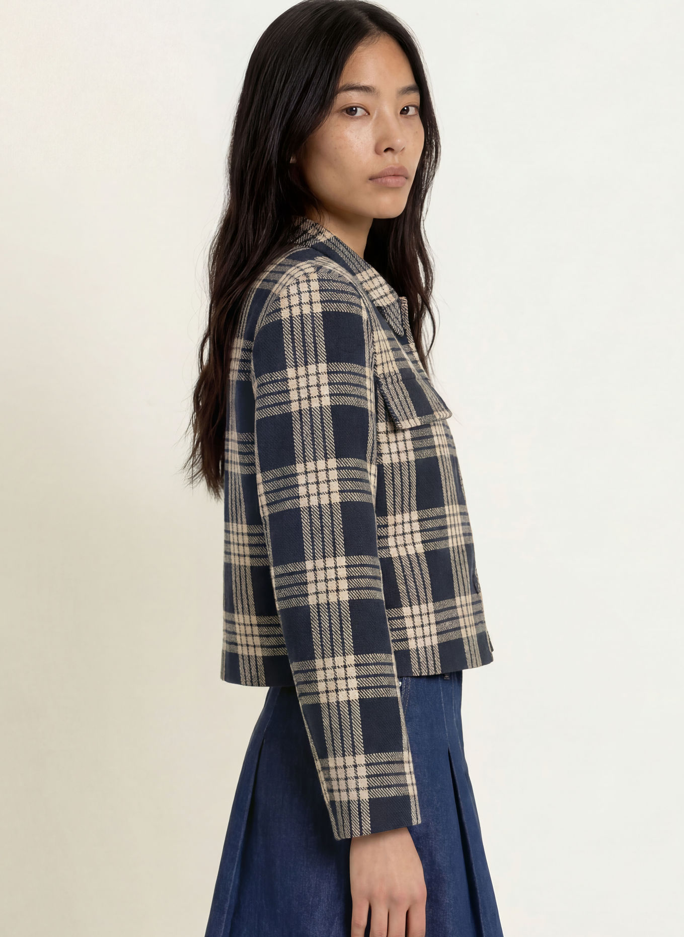 CPH MUSE Veste boxy CMATALIE: BLEU FONCÉ / BEIGE