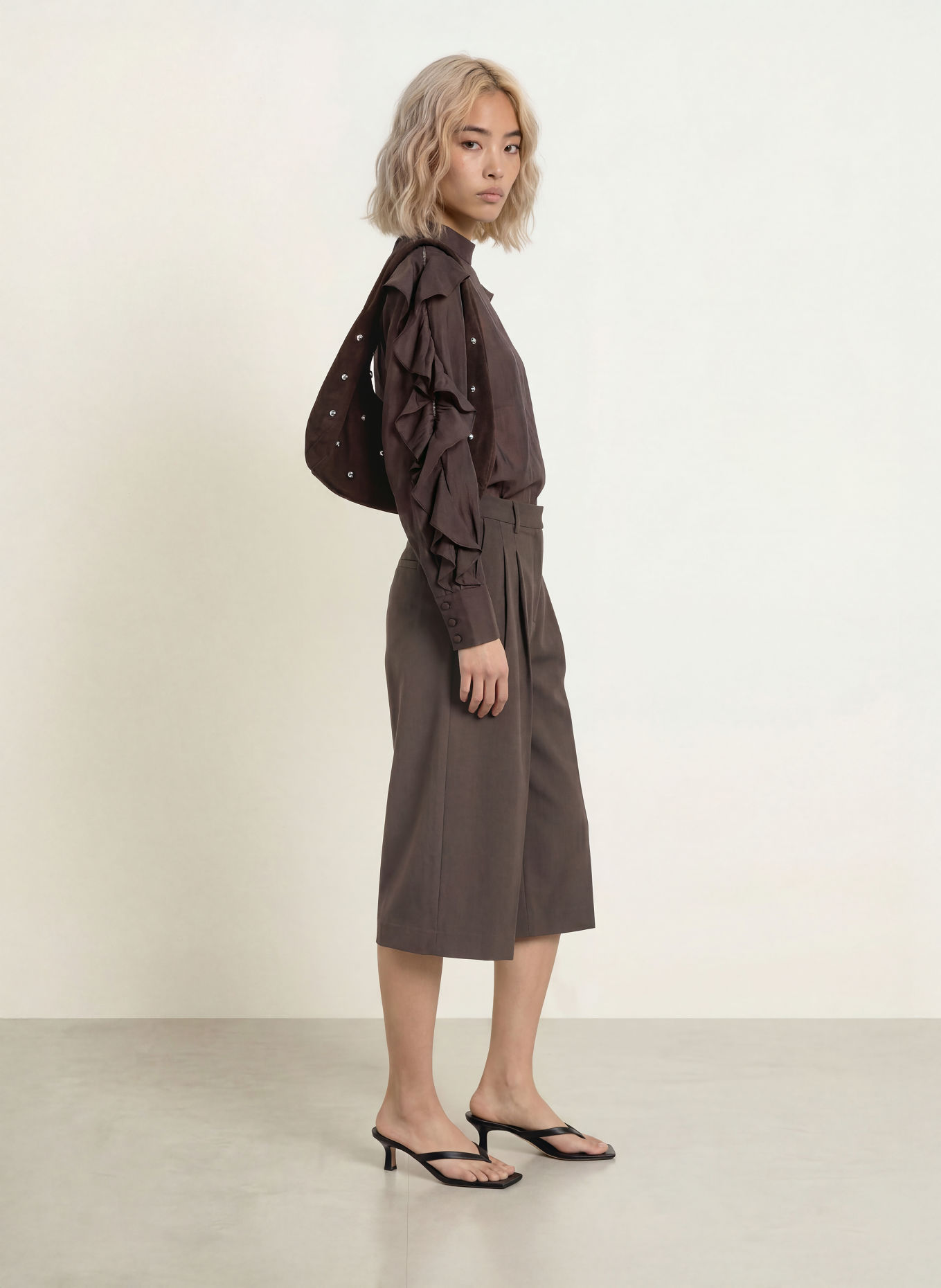 CPH MUSE CMMOLLY-blouseshirt met volants: MARRON FONCÉ
