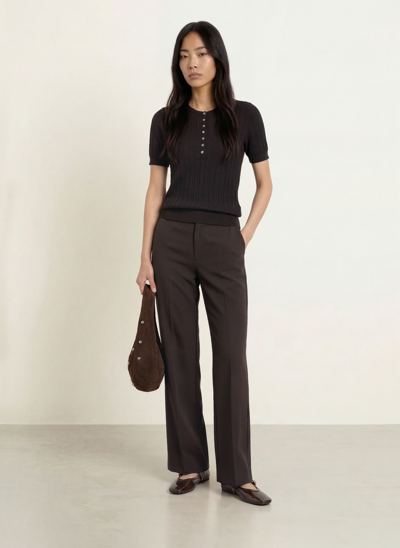 CPH MUSE Gebreid shirt CMEADIE: MARRON FONCÉ