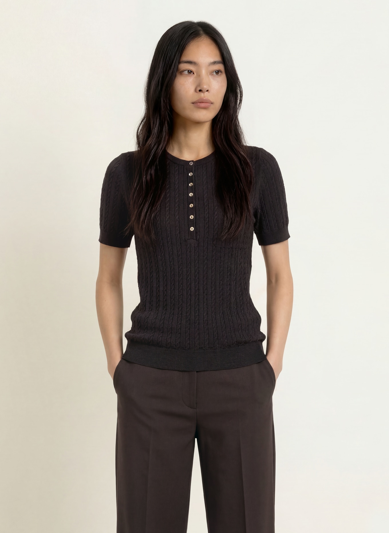 CPH MUSE Gebreid shirt CMEADIE: MARRON FONCÉ