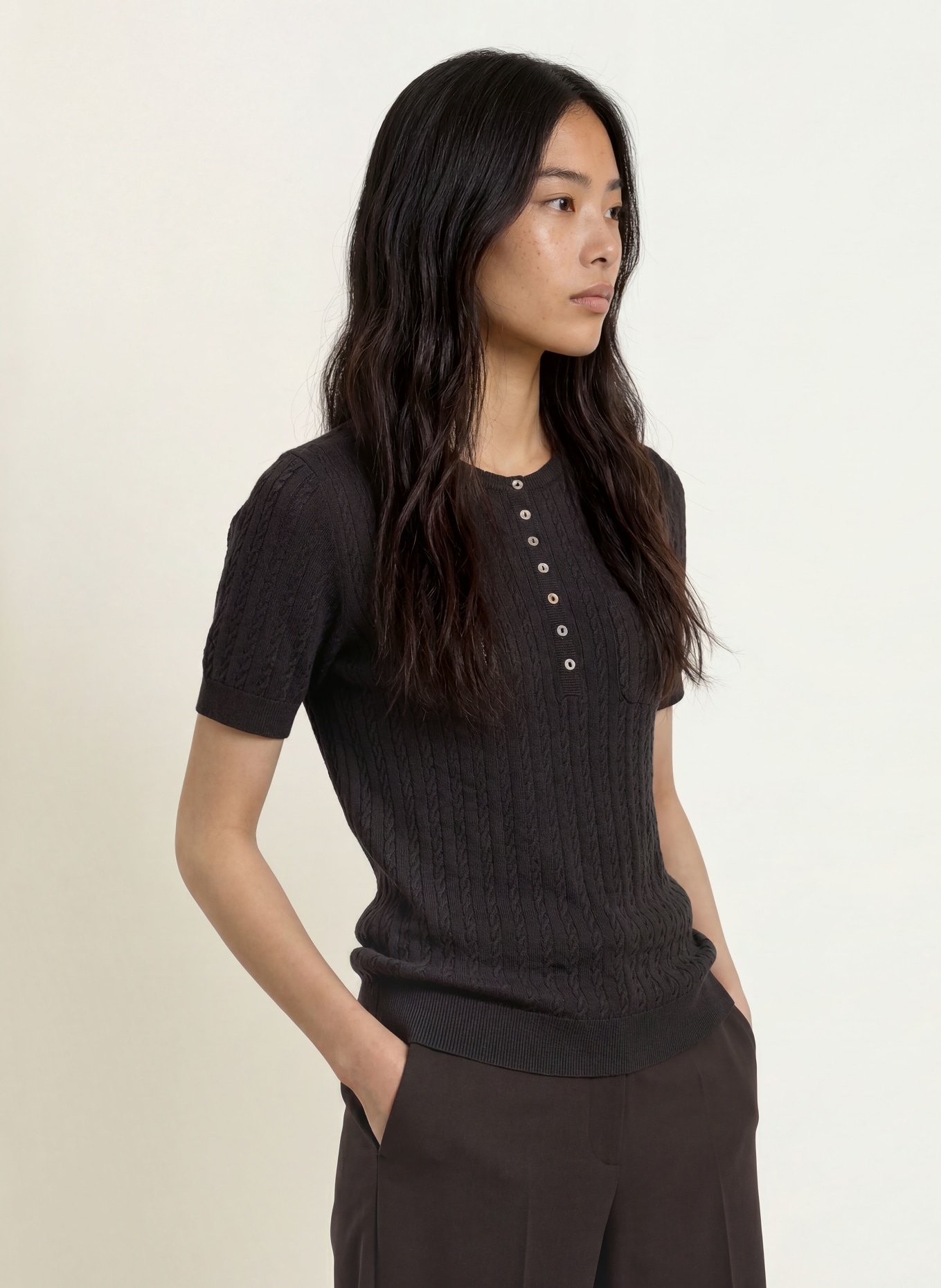 CPH MUSE Gebreid shirt CMEADIE: MARRON FONCÉ