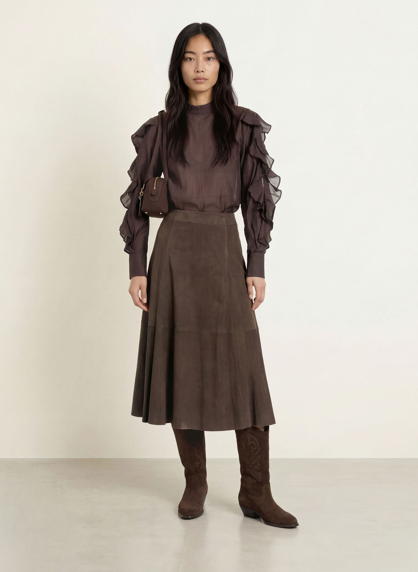 CPH MUSE Leather Skirt CMSKILAR: DARK BROWN