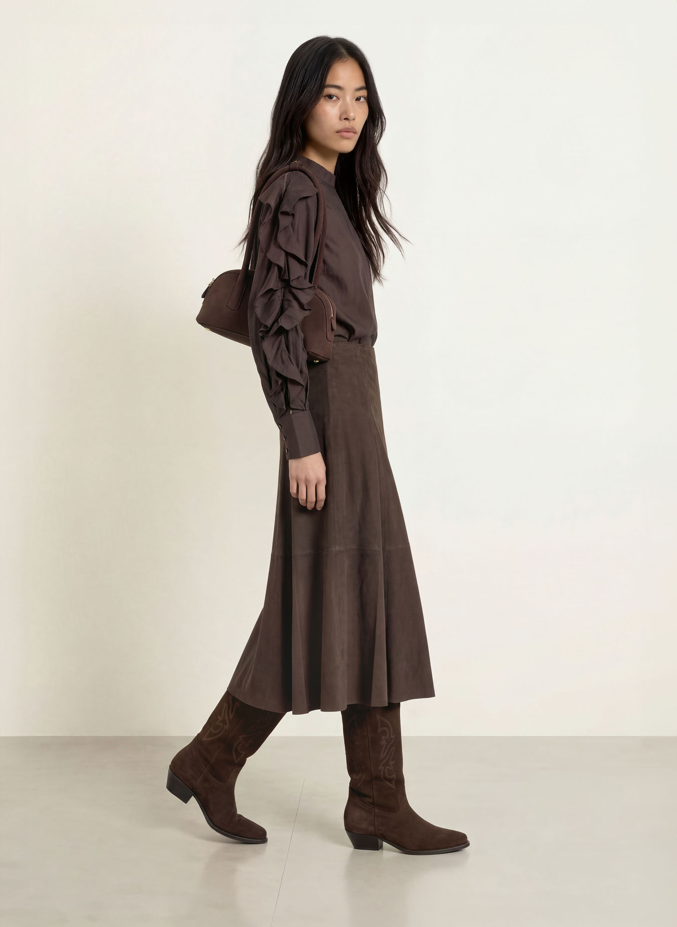 CPH MUSE Leather Skirt CMSKILAR: DARK BROWN