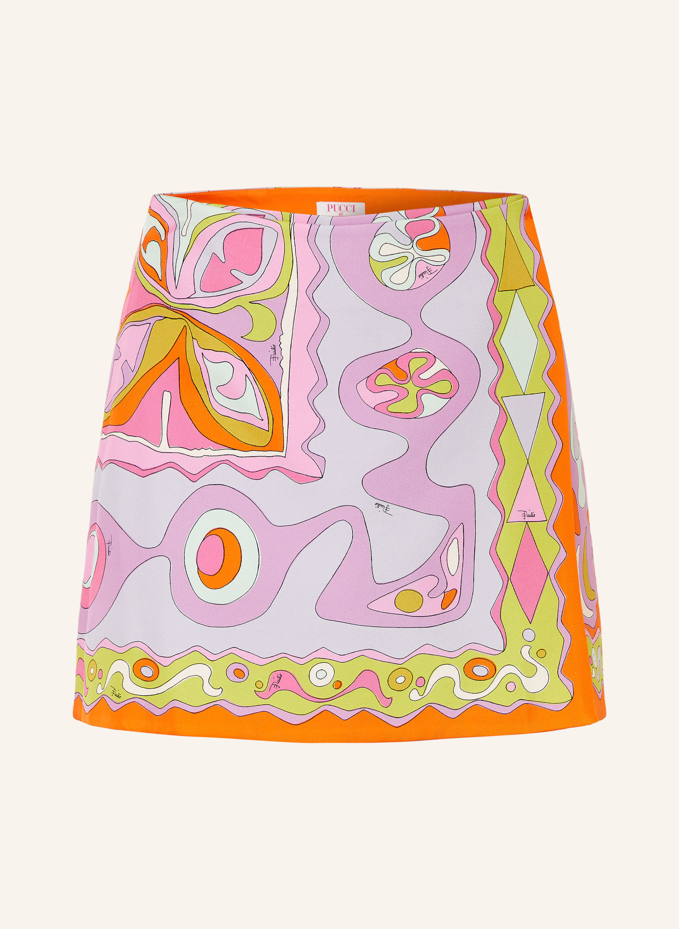 PUCCI Wickelrock aus Seide: ORANGE / PINK / HELLBLAU