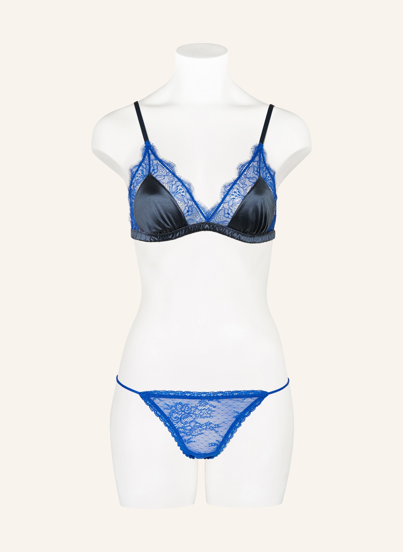 LOVE Stories Triangel-BH LOVE LACE: BLAU / DUNKELGRAU