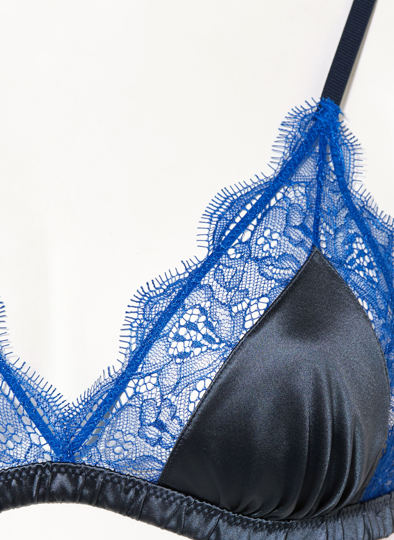 LOVE Stories Triangel-BH LOVE LACE: BLAU / DUNKELGRAU