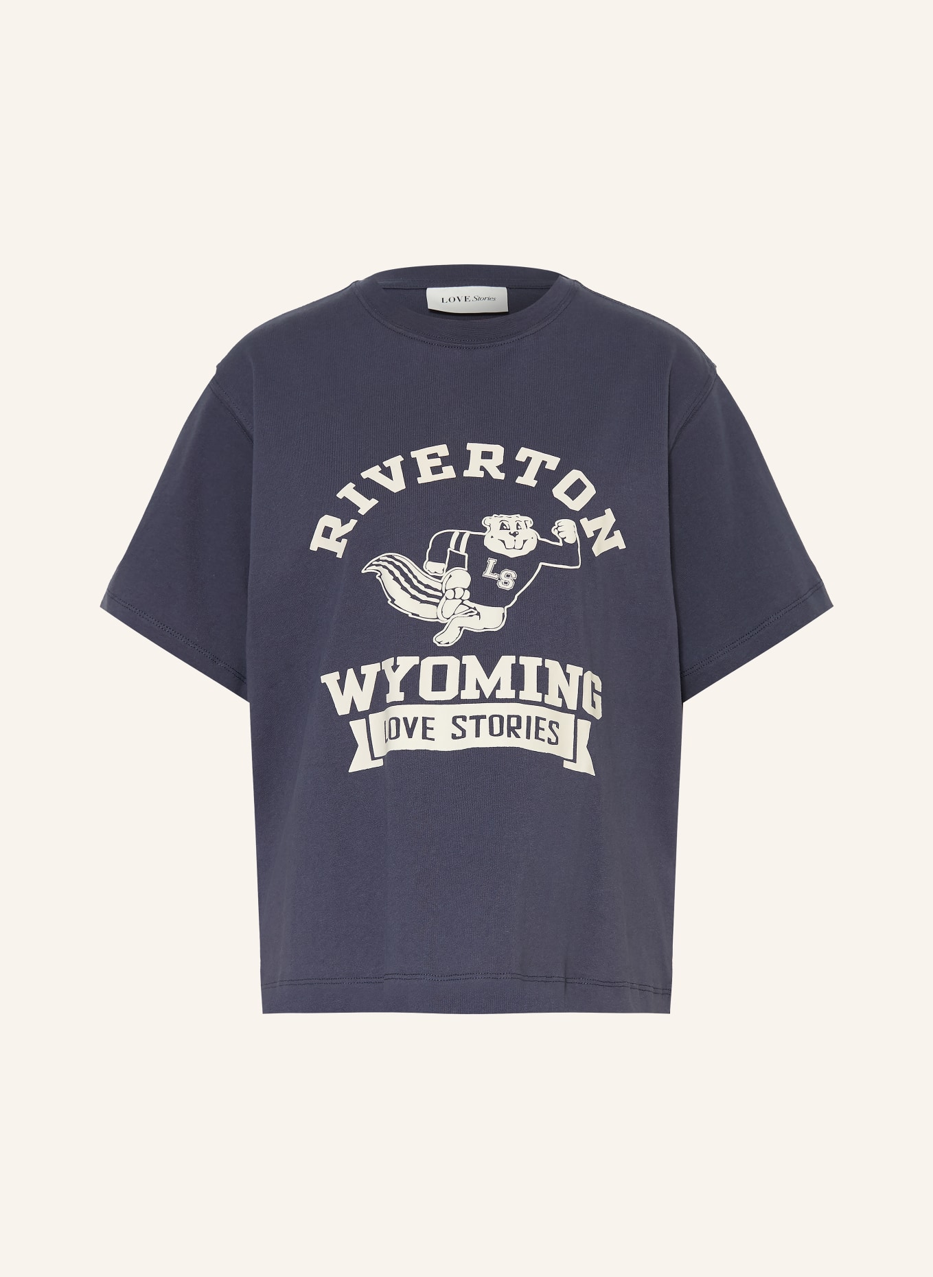 LOVE Stories JOSIE Lounge shirt: DARK BLUE / ECRU