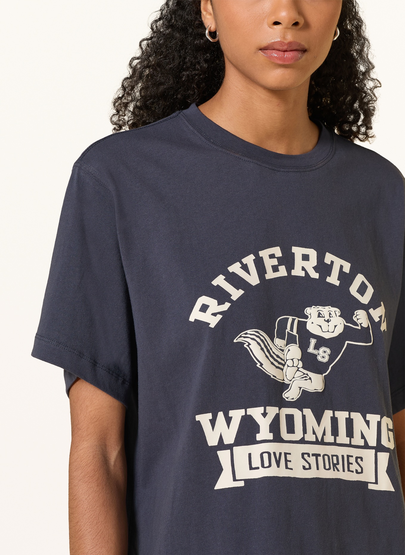 LOVE Stories JOSIE Lounge shirt: DARK BLUE / ECRU