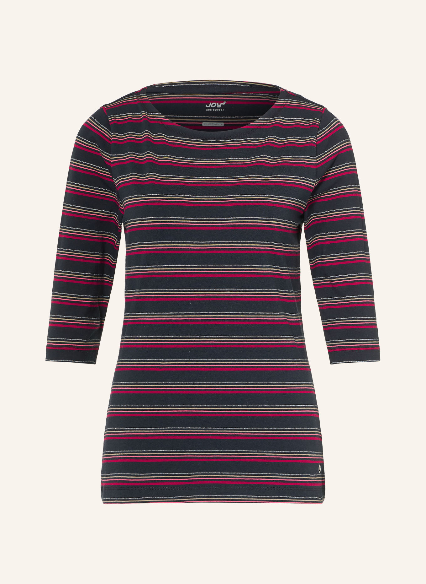 JOY sportswear Shirt GINA mit 3/4-Arm und Glitzergarn: SCHWARZ / SILBER / FUCHSIA