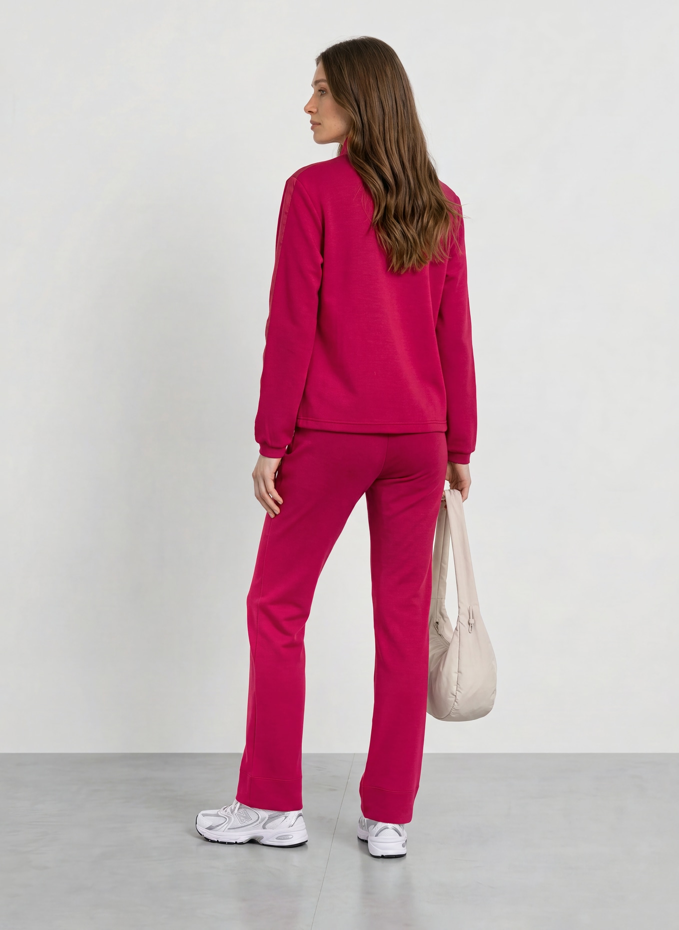 JOY sportswear LIZZY Zip-up sweatshirt with Braided Trim: FUCHSIA