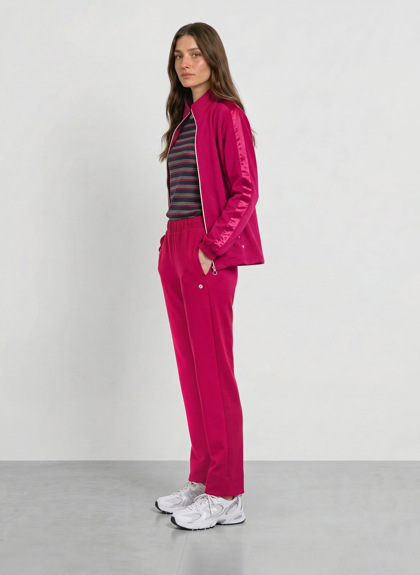 JOY sportswear LIZZY Zip-up sweatshirt with Braided Trim: FUCHSIA