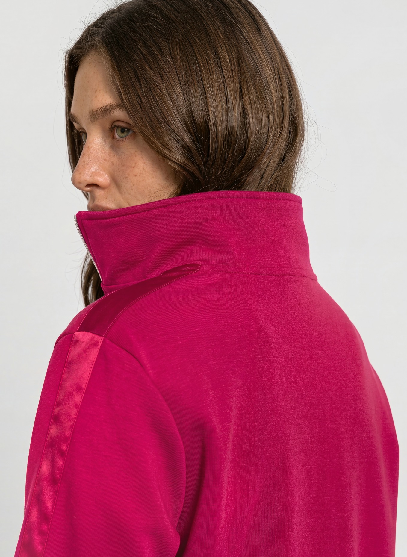 JOY sportswear LIZZY Zip-up sweatshirt with Braided Trim: FUCHSIA