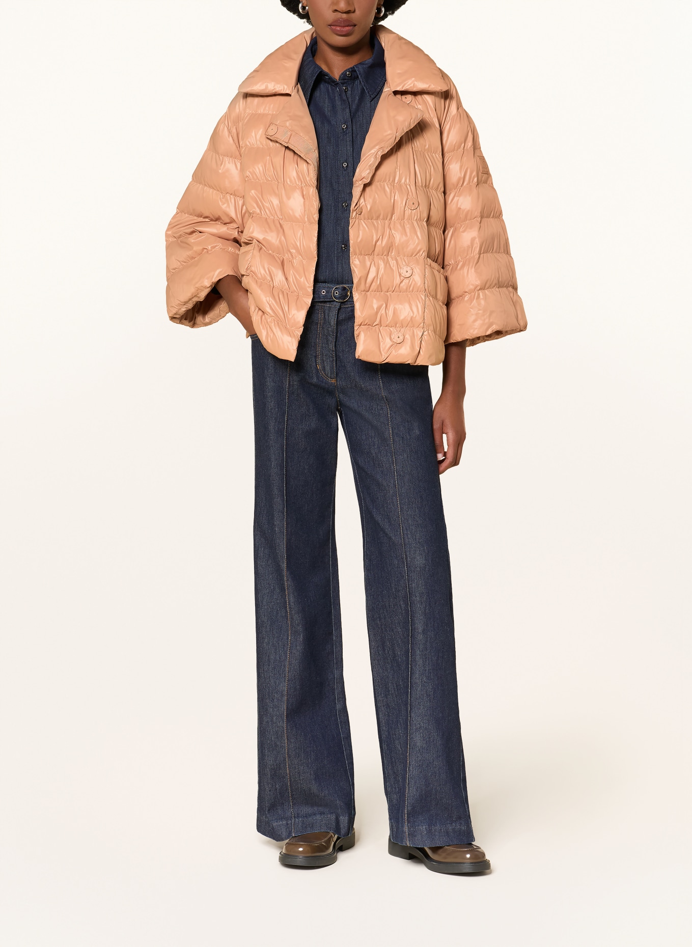 LUISA CERANO Quilted jacket with 3/4-length sleeves: CAMEL