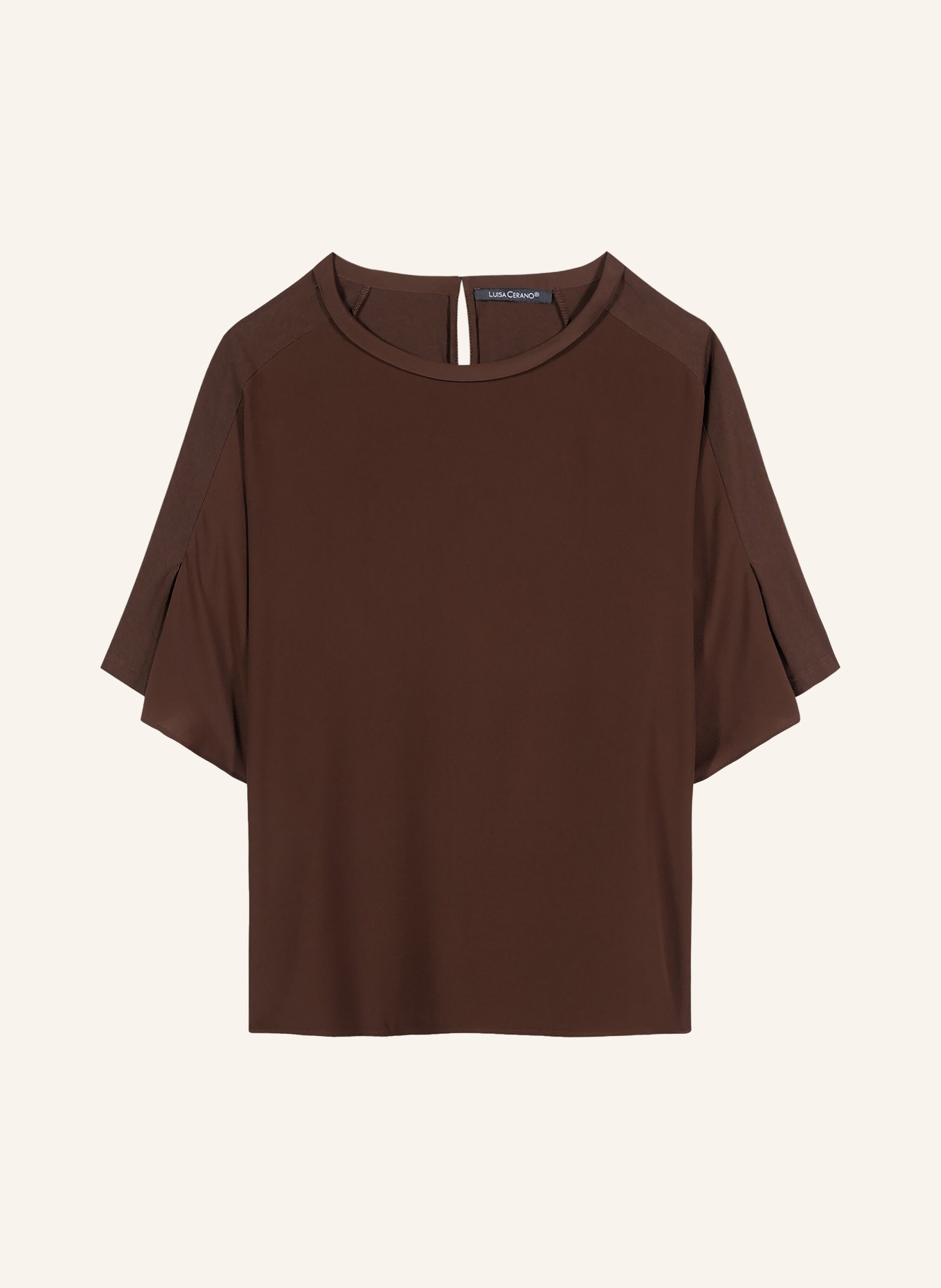 LUISA CERANO Chemisier en mélange de matières: MARRON FONCÉ