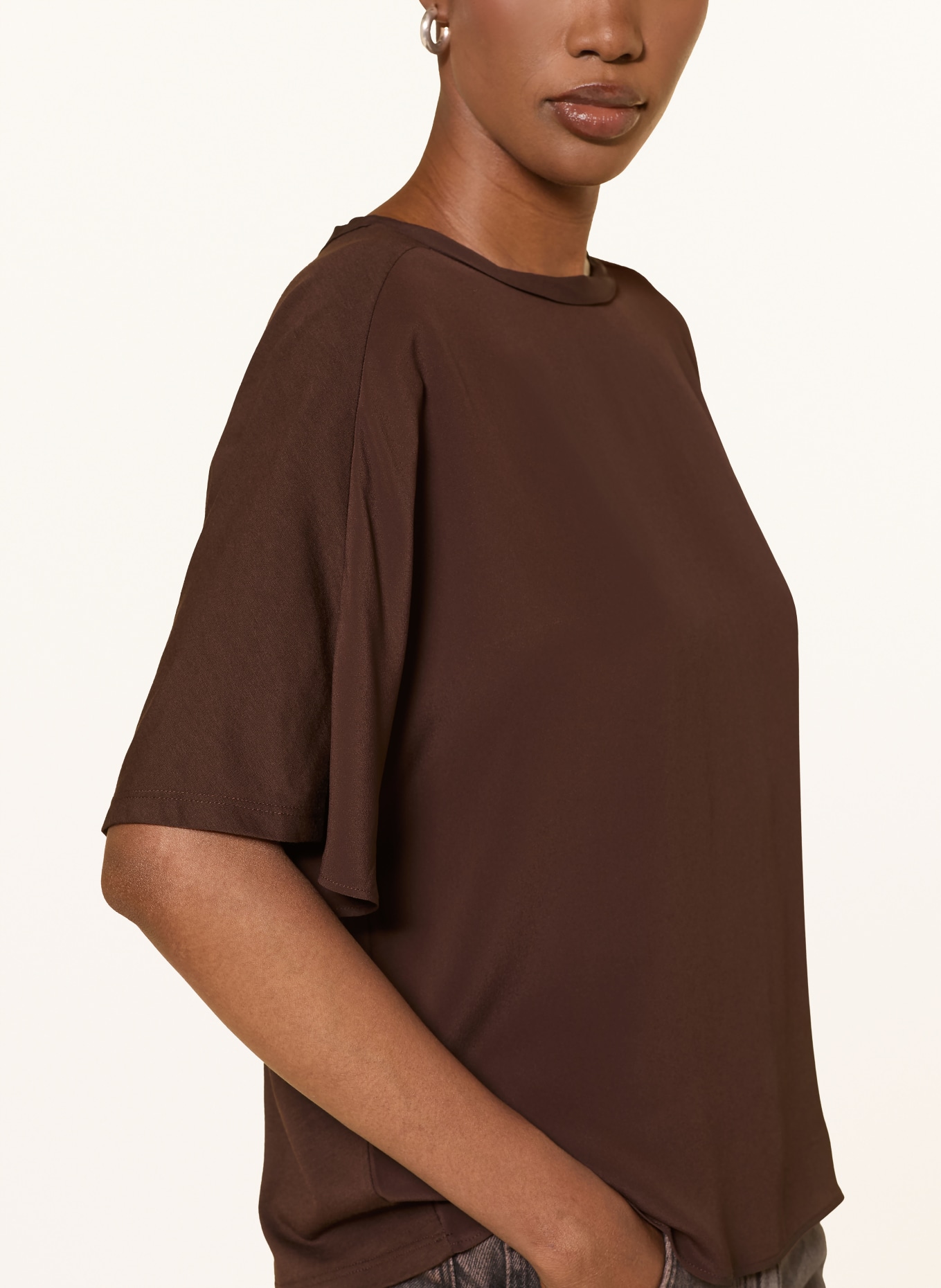 LUISA CERANO Chemisier en mélange de matières: MARRON FONCÉ
