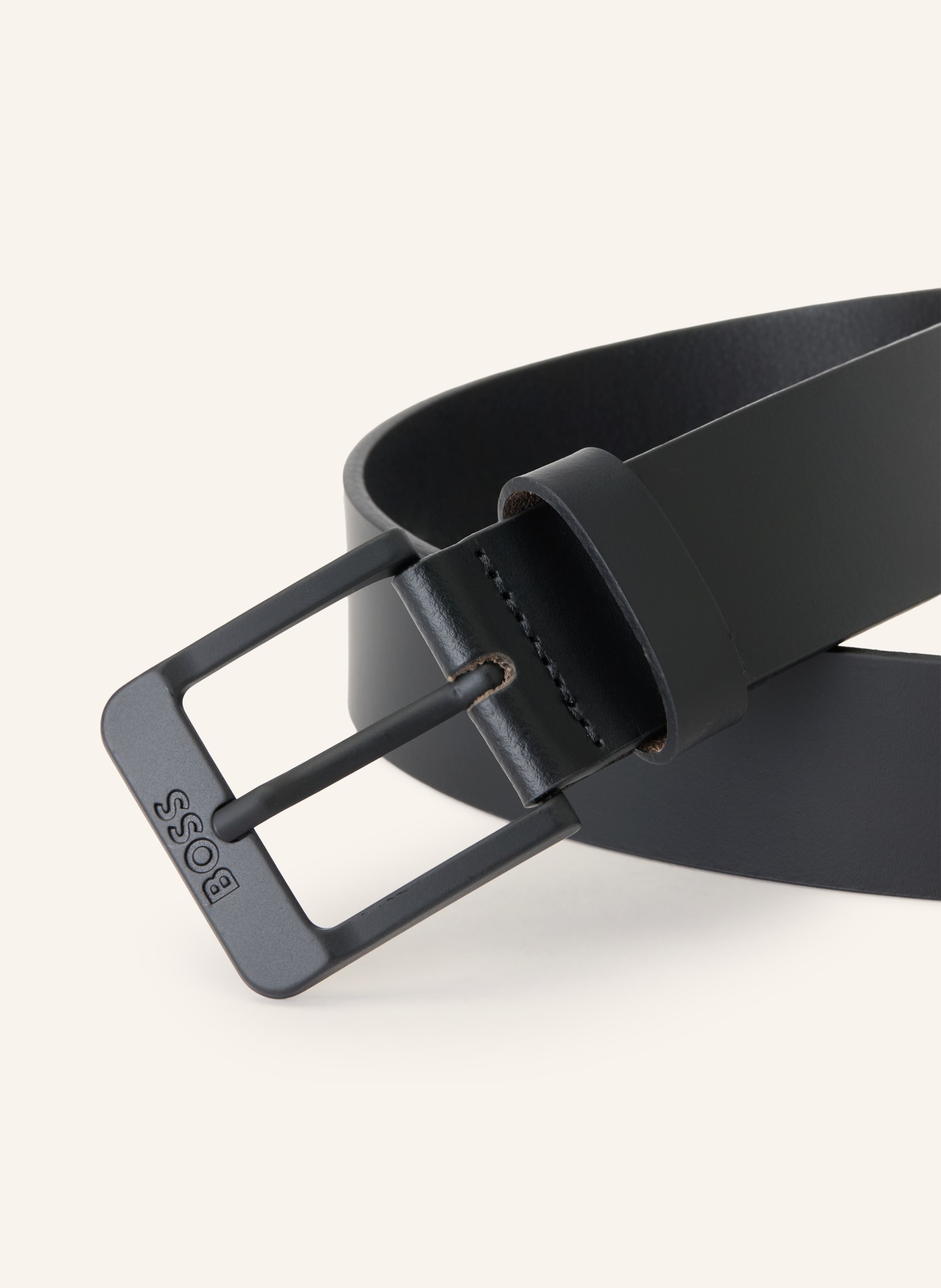 BOSS Leren riem JEMIO: ZWART