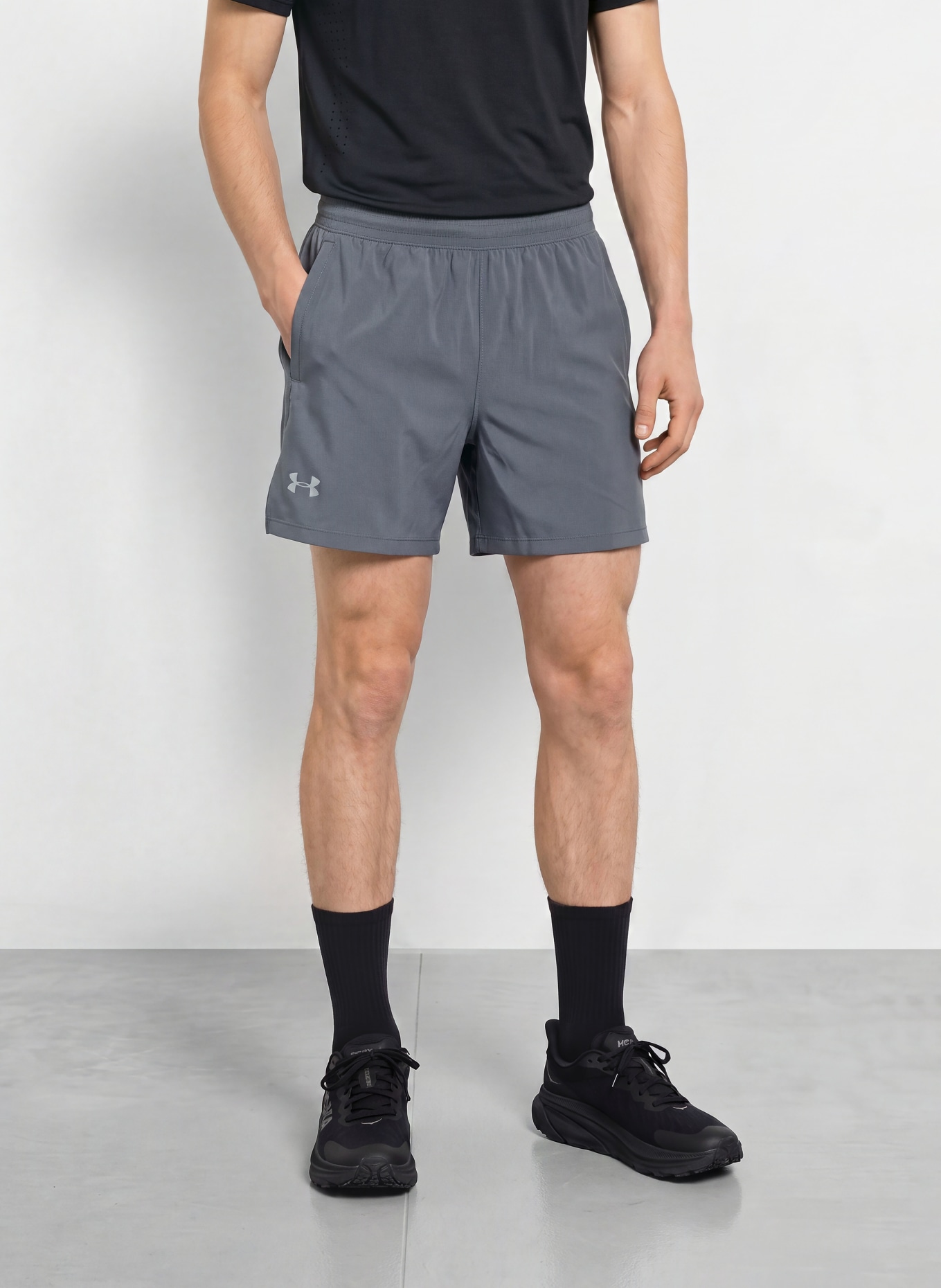 UNDER ARMOUR UA LAUNCH 2-in-1 running shorts: GRAY