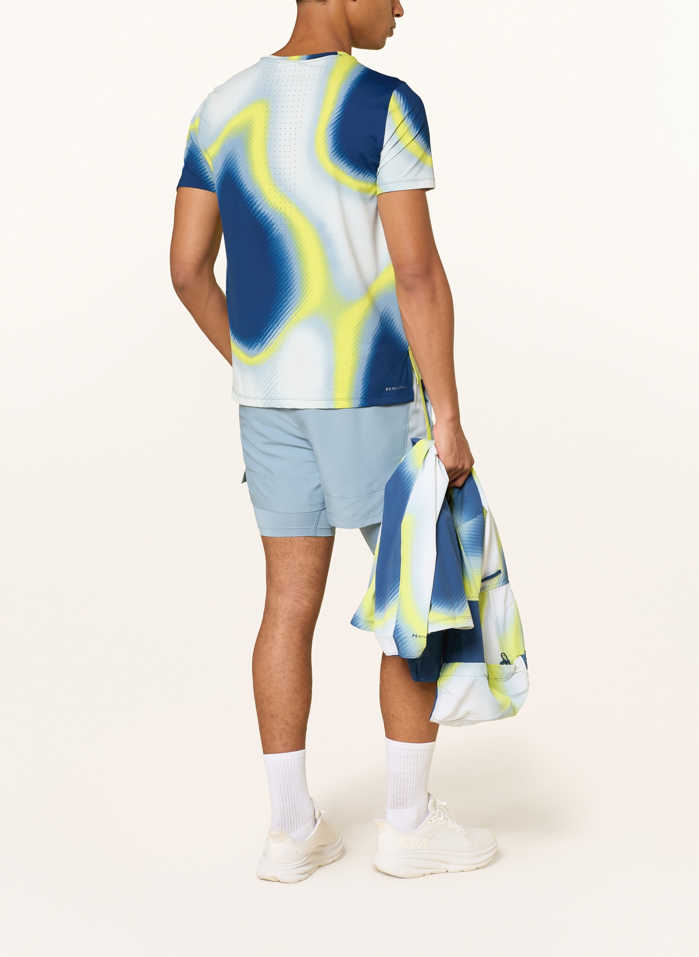 UNDER ARMOUR Funkční tričko UA VELOCITI PRO: TMAVĚ MODRÁ / ŽLUTÁ / TMAVĚ MODRÁ
