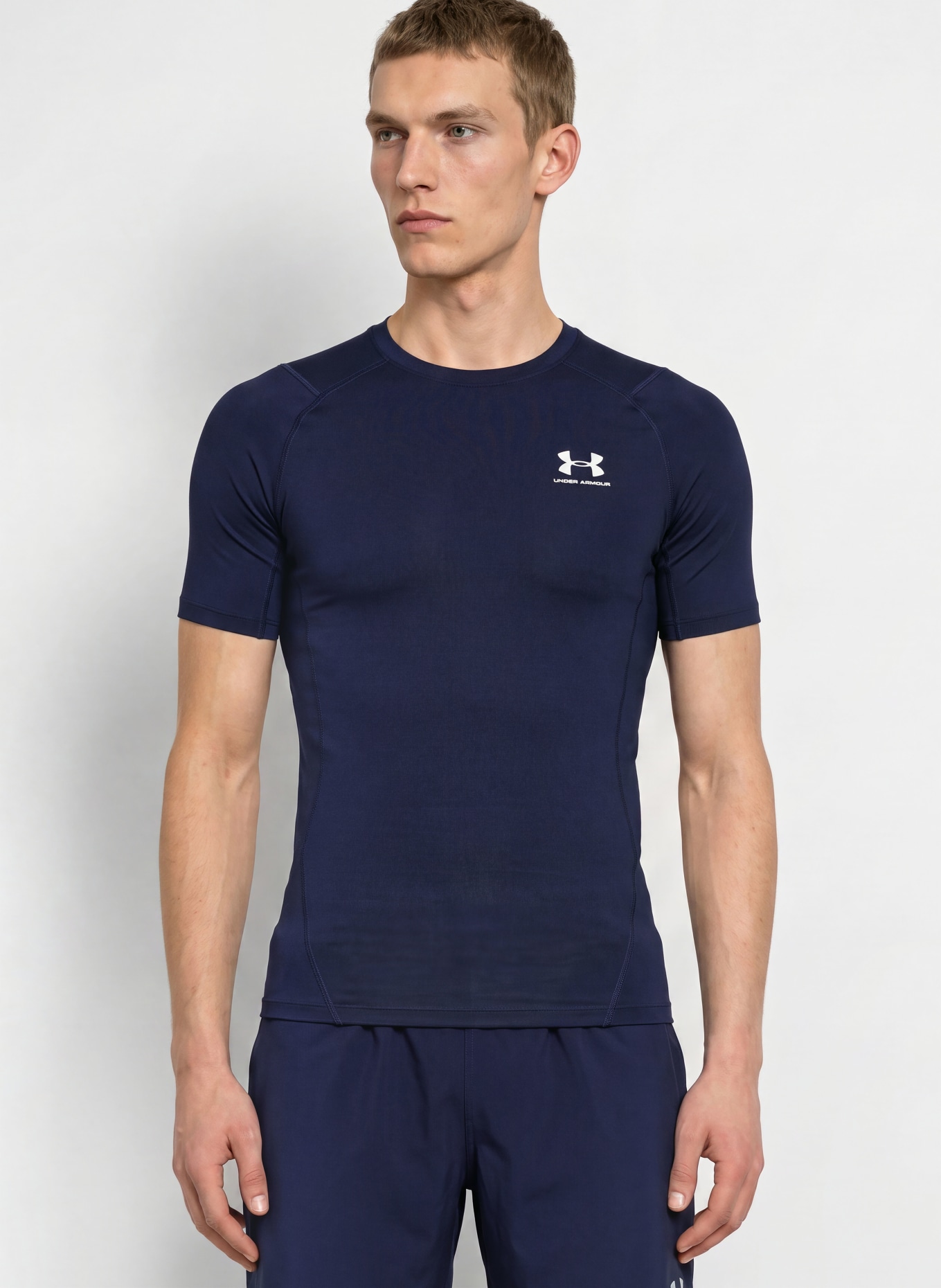 UNDER ARMOUR Funktionsshirt UA HEATGEAR® ARMOUR: DUNKELBLAU / WEISS
