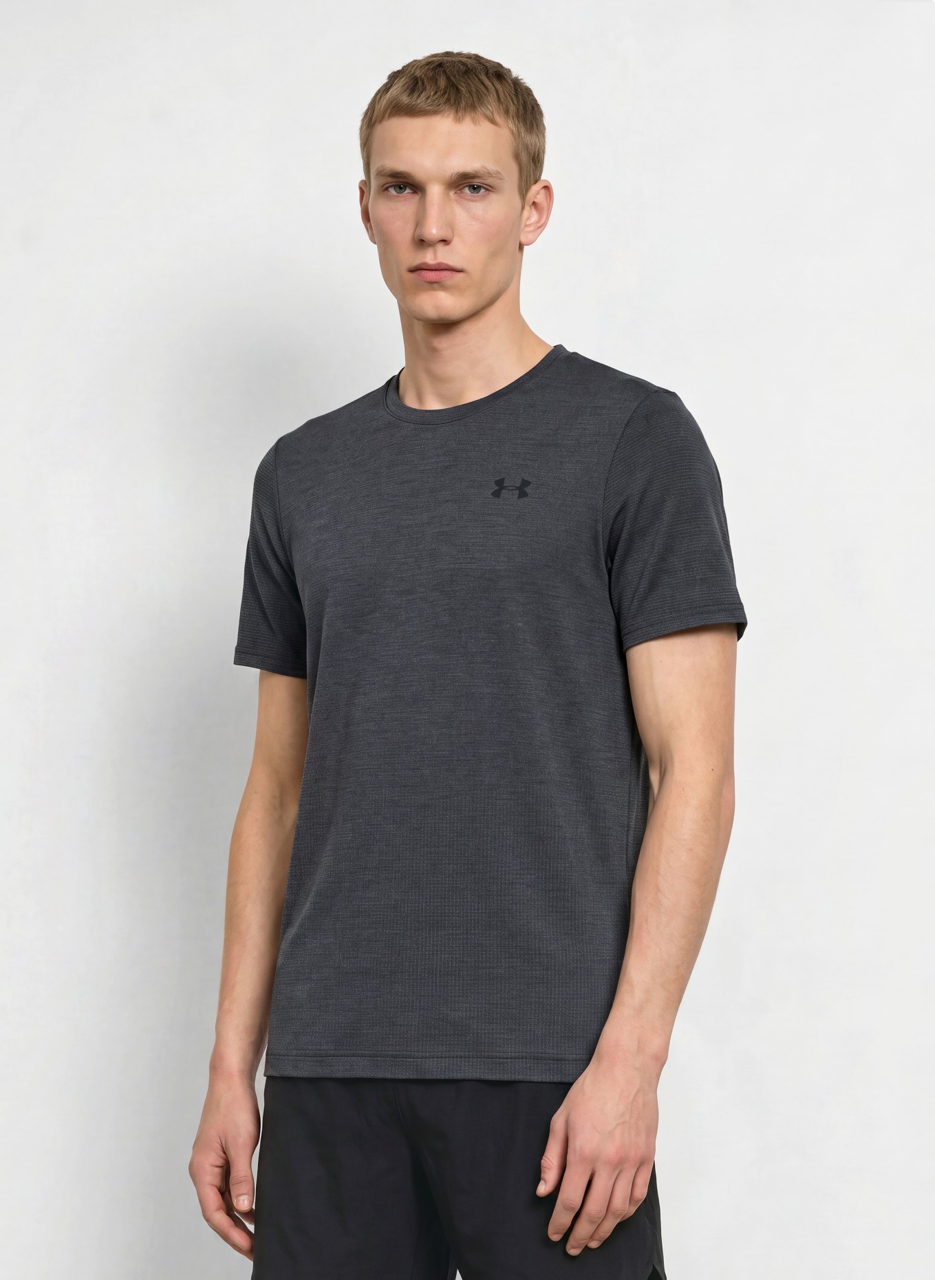 UNDER ARMOUR T-shirt technique UA VANISH ELITE SEAMLESS: GRIS FONCÉ / NOIR