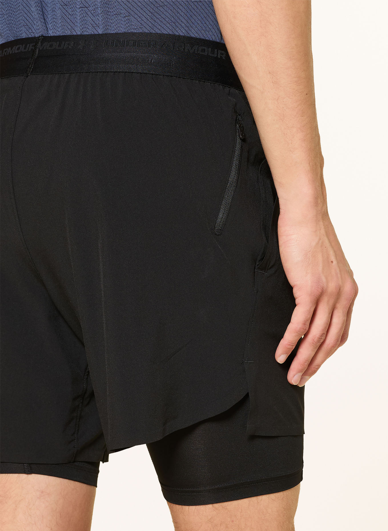 UNDER ARMOUR 2 v 1 tréninkové šortky UA VANISH ELITE: ČERNÁ
