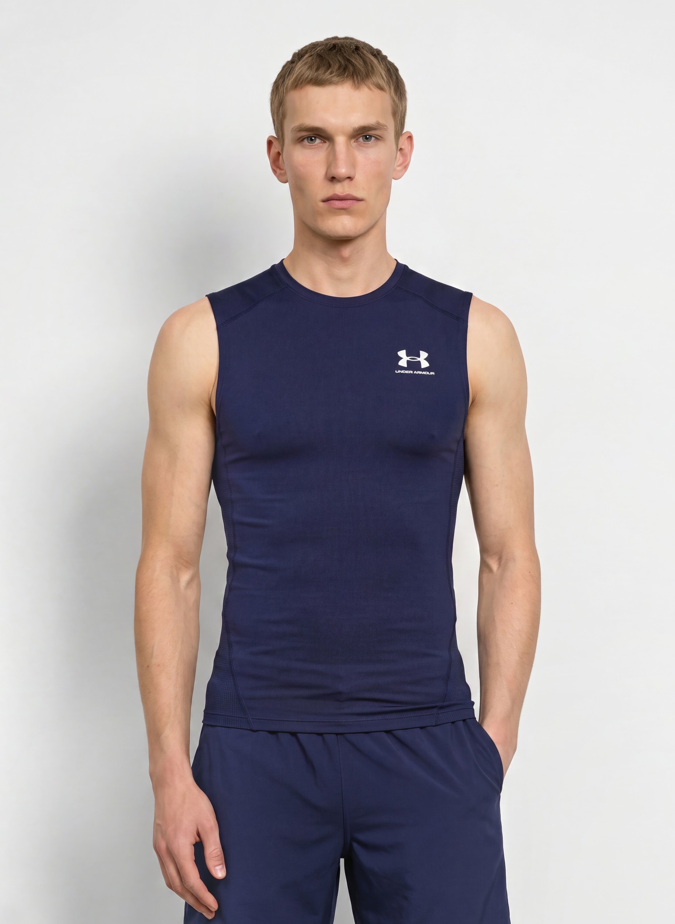 UNDER ARMOUR Functional top UA HEATGEAR® COMPRESSION: DARK BLUE / WHITE