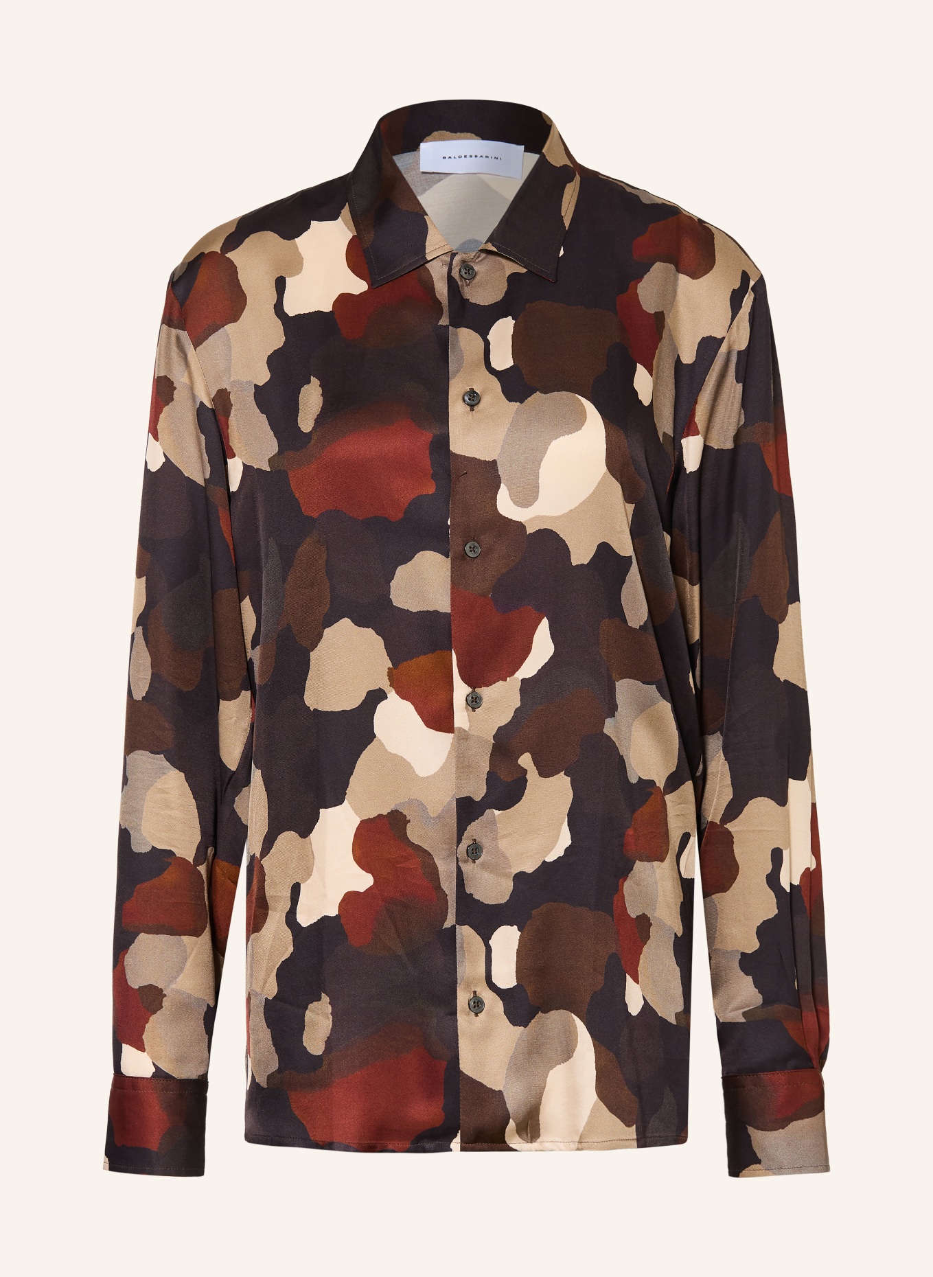 BALDESSARINI Overhemd Comfort Fit: ZWART / ECRU / DONKERROOD
