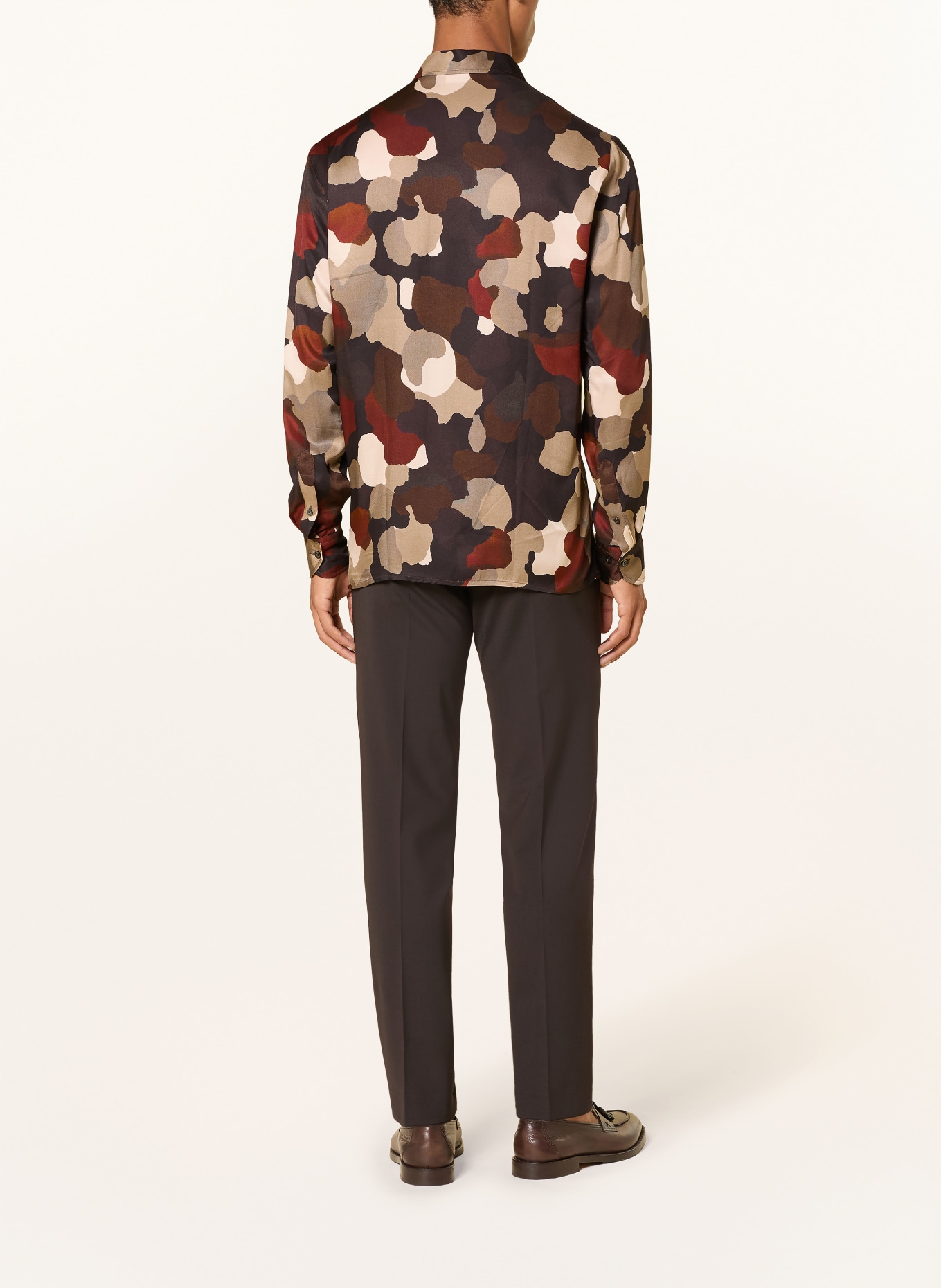 BALDESSARINI Overhemd Comfort Fit: ZWART / ECRU / DONKERROOD