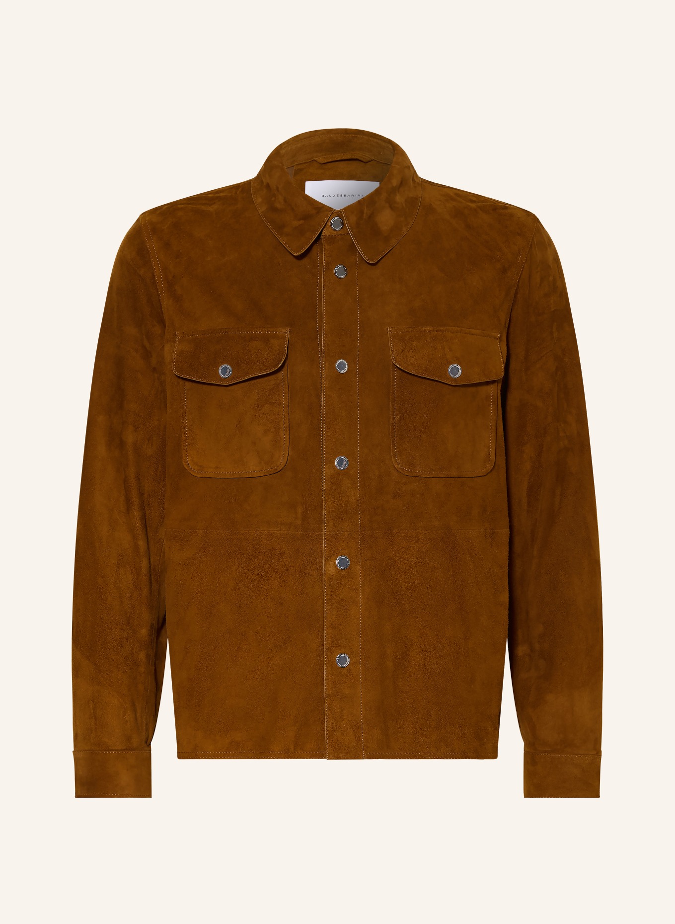 BALDESSARINI Leather Overshirt: BROWN