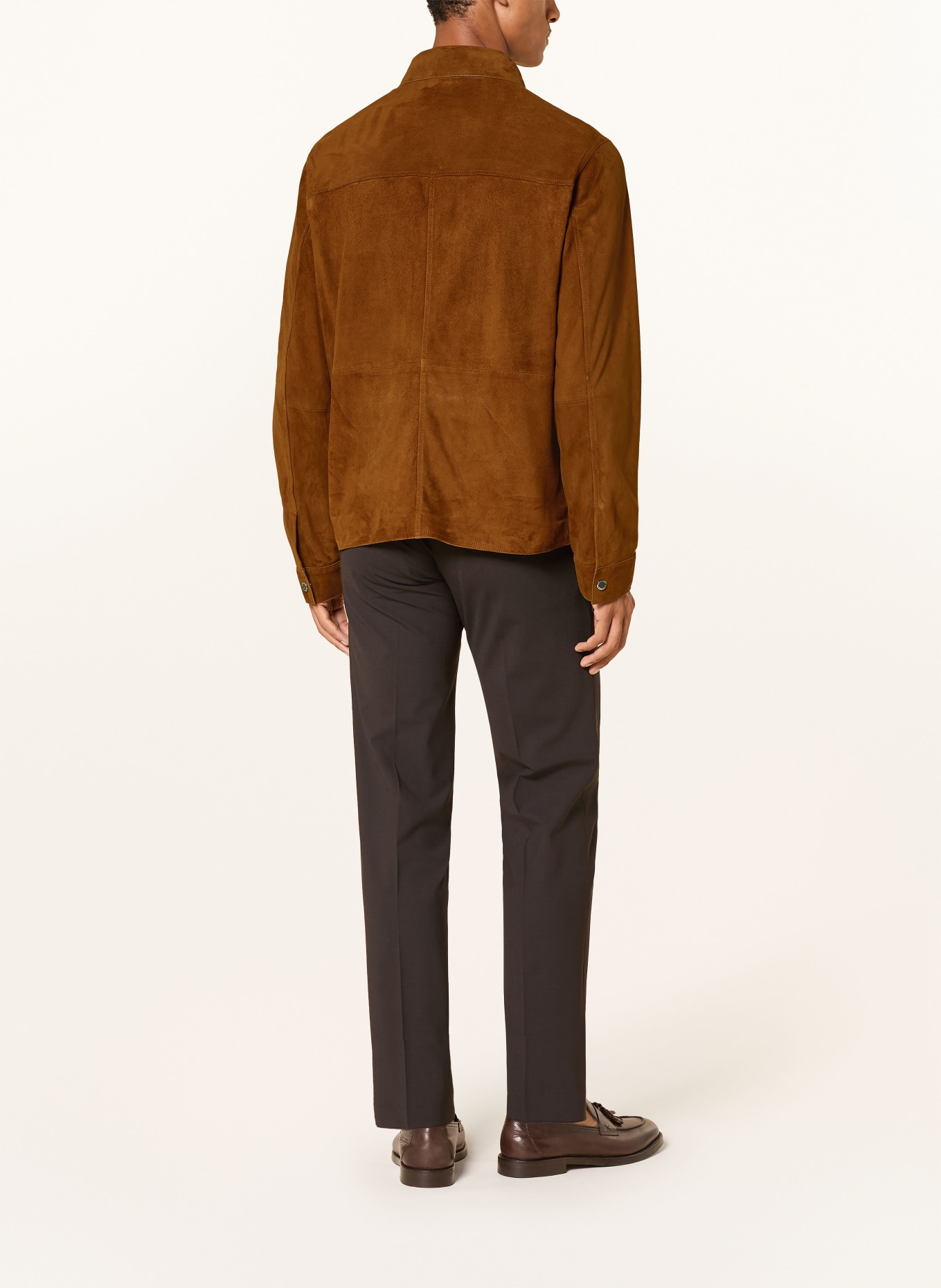 BALDESSARINI Leather Overshirt: BROWN