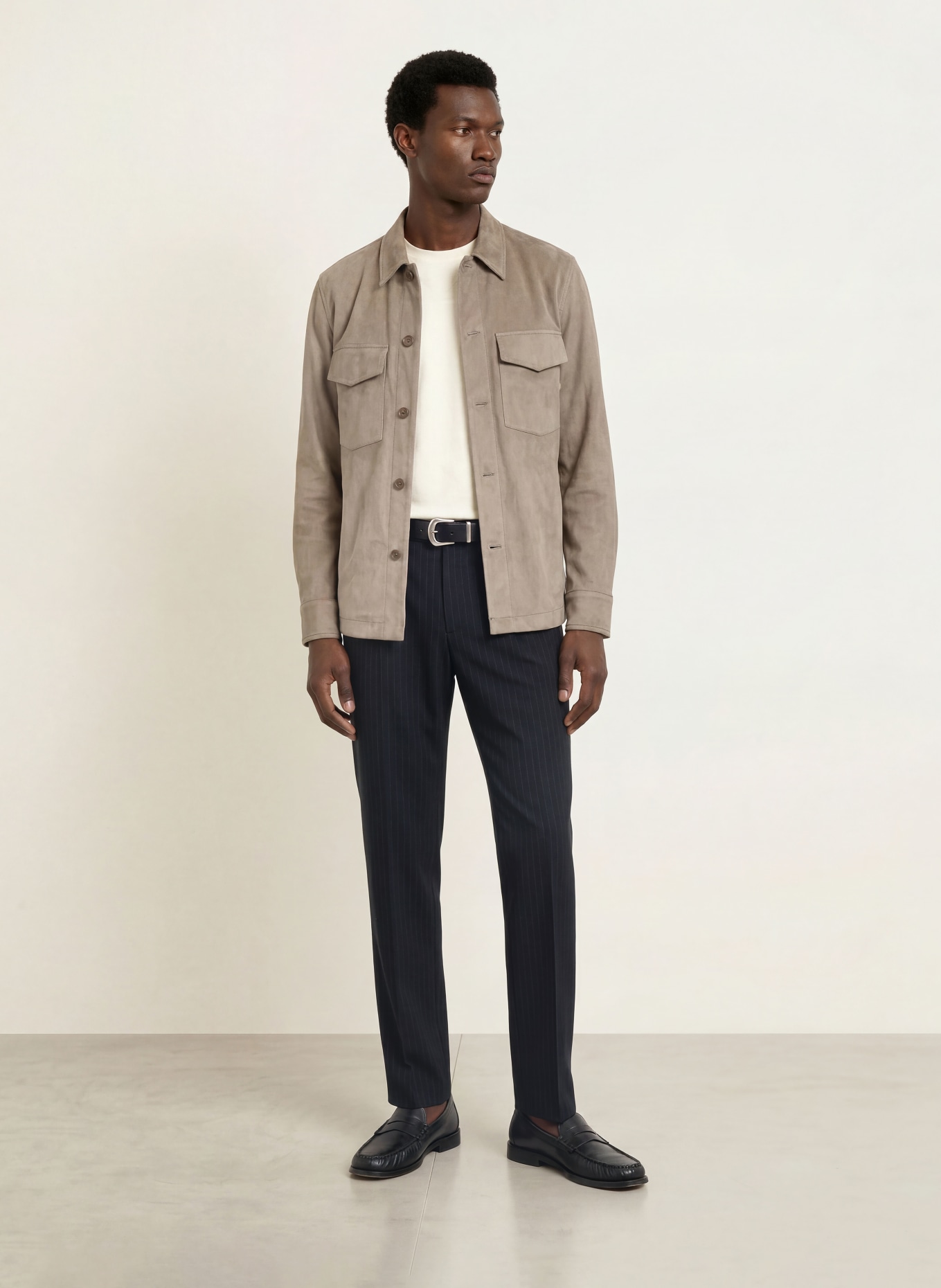 CINQUE Overshirt CIMULTI in Lederoptik: TAUPE