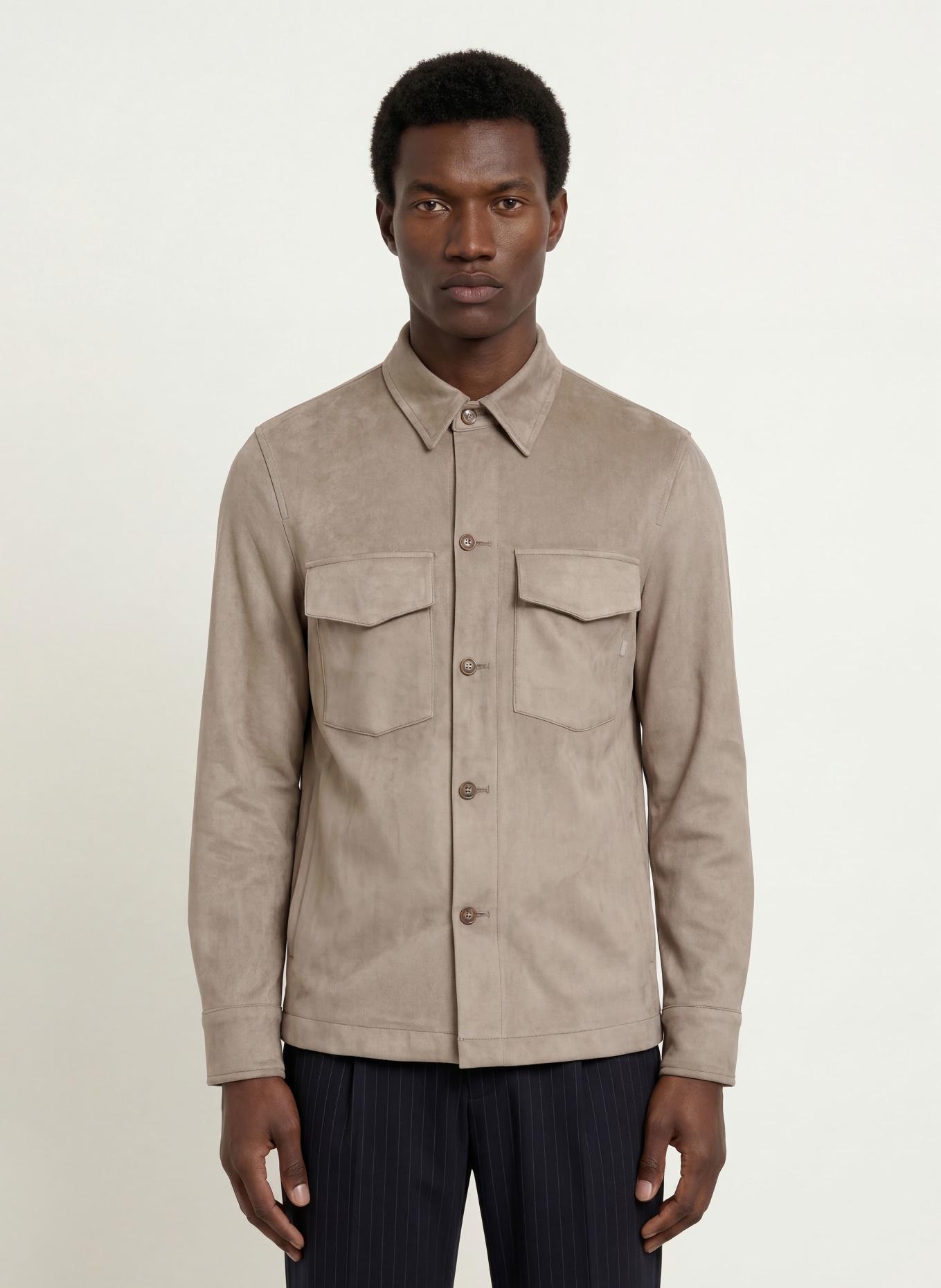 CINQUE Overshirt CIMULTI in Lederoptik: TAUPE