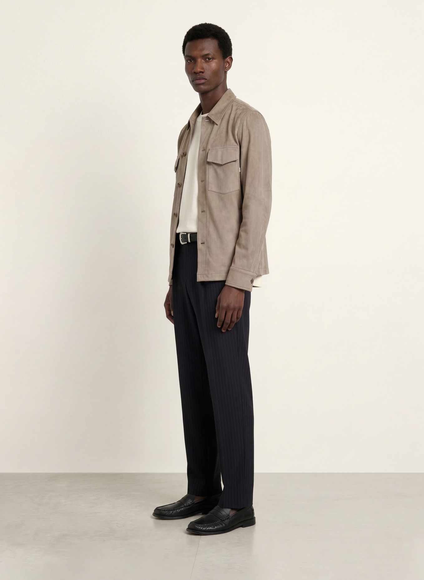 CINQUE Overshirt CIMULTI in Lederoptik: TAUPE