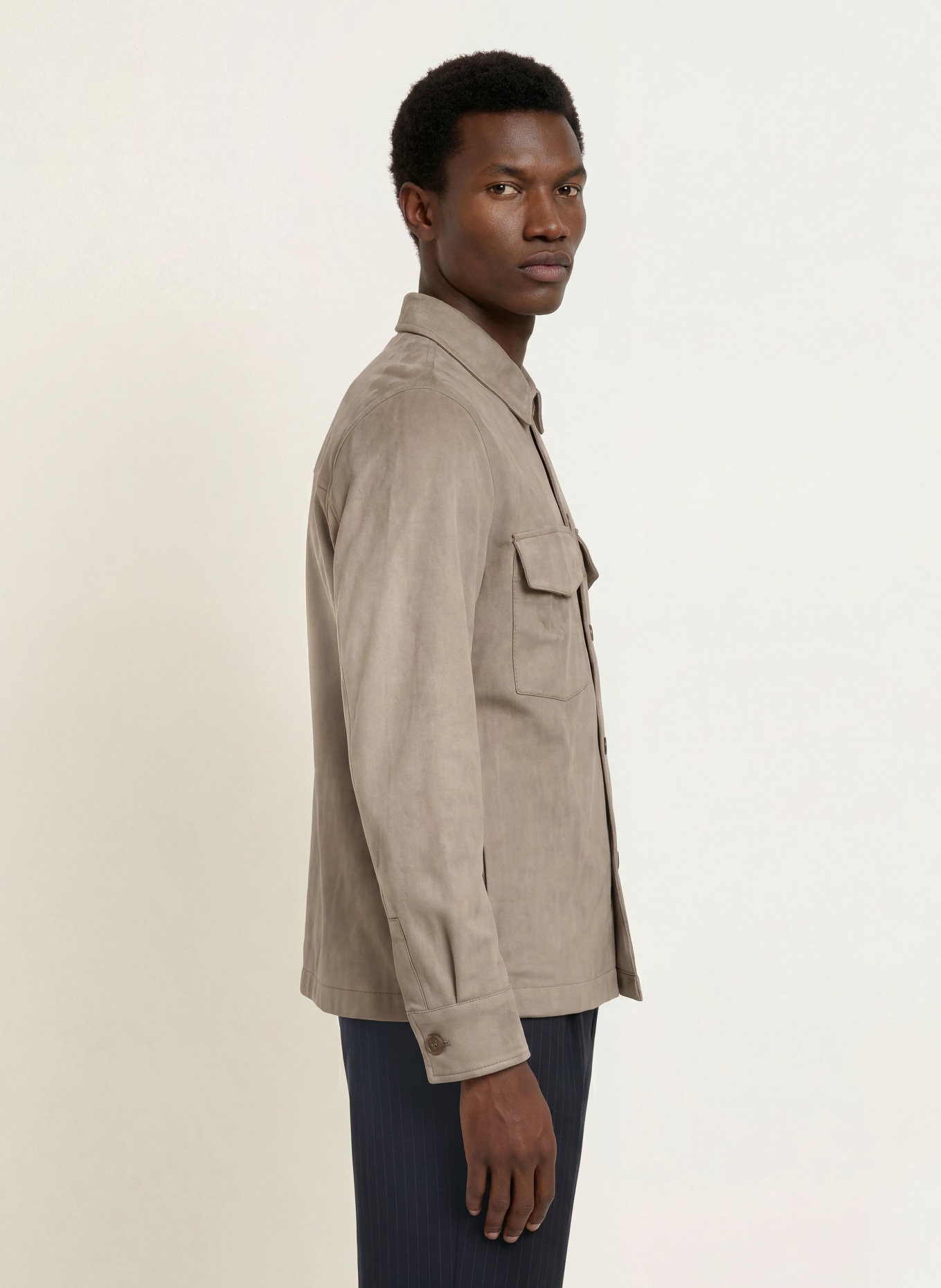 CINQUE Overshirt CIMULTI in Lederoptik: TAUPE