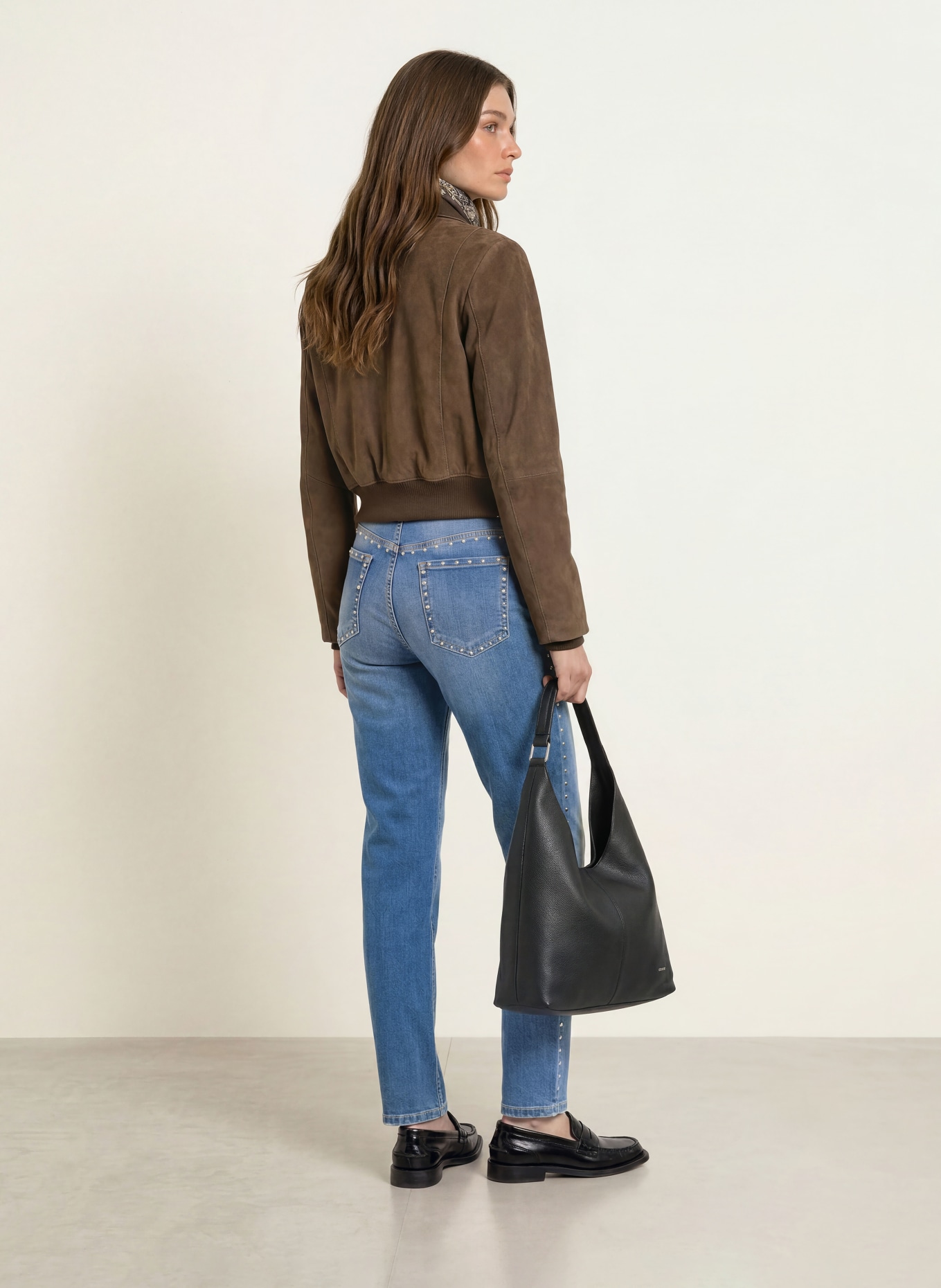 MARC CAIN Blugi cropped ROHA cu nituri: 353 blue denim