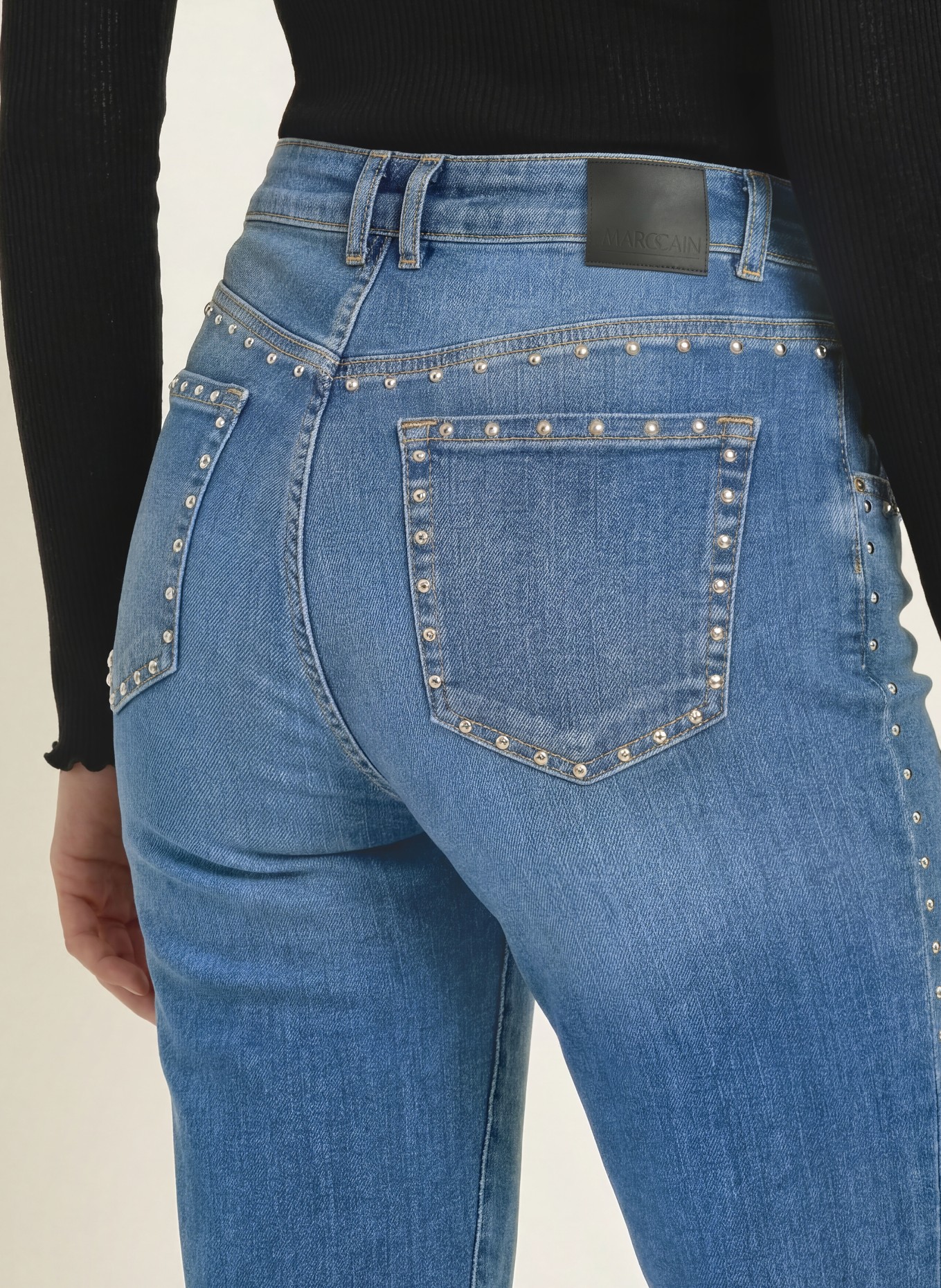 MARC CAIN Blugi cropped ROHA cu nituri: 353 blue denim