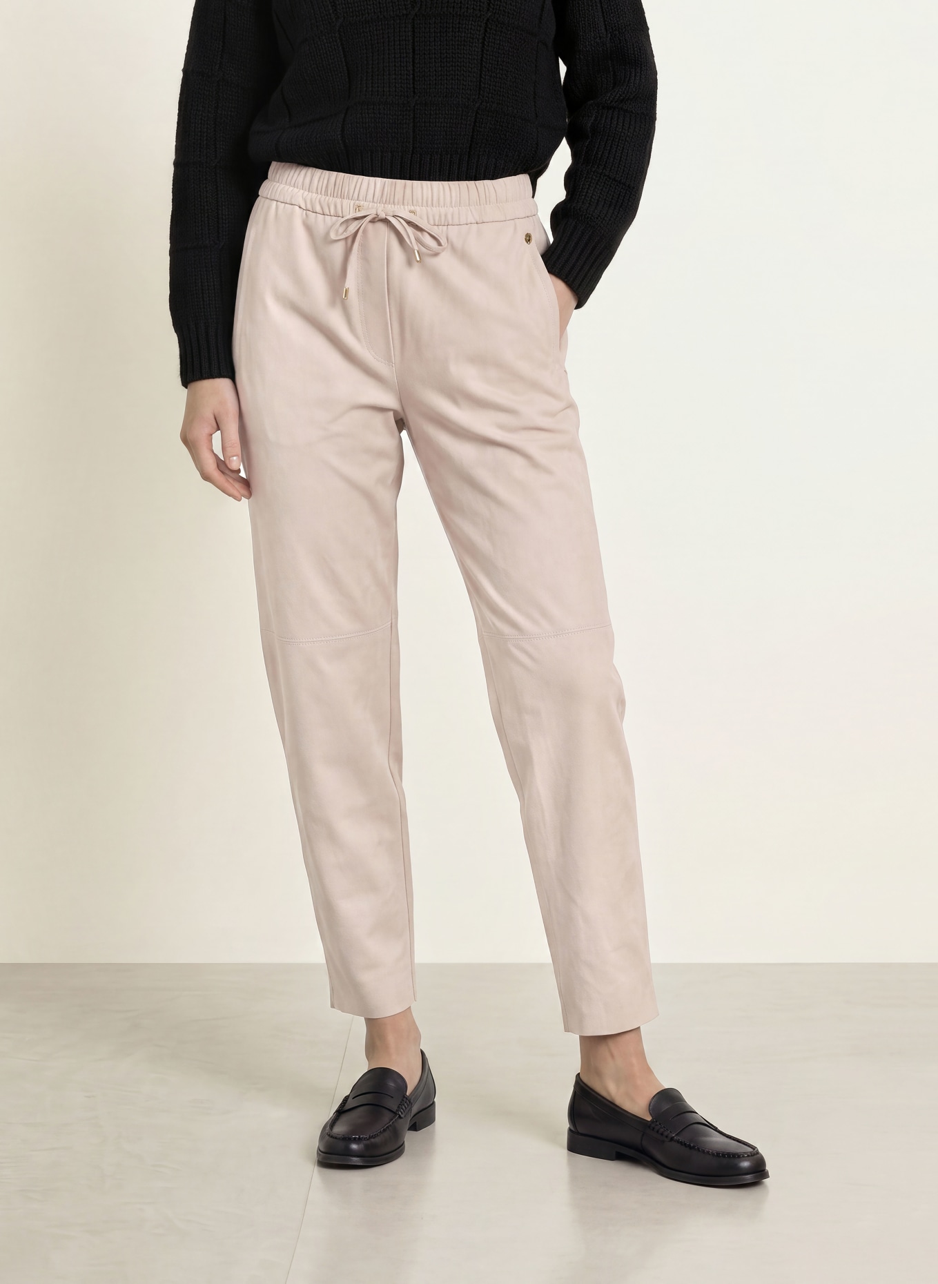 MARC CAIN 7/8 broek RANCHI in leerlook: 646 warm stone