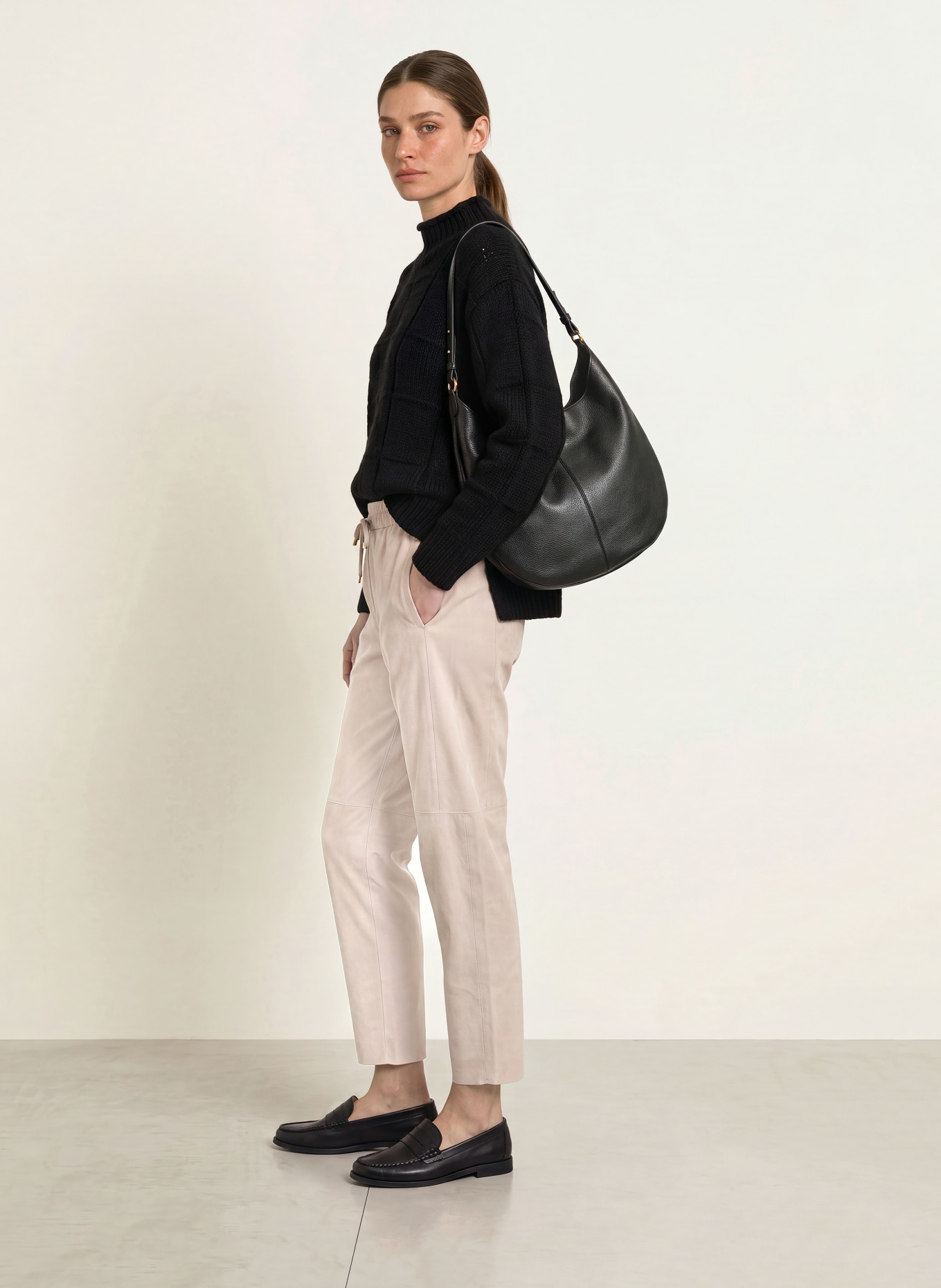 MARC CAIN 7/8 broek RANCHI in leerlook: 646 warm stone