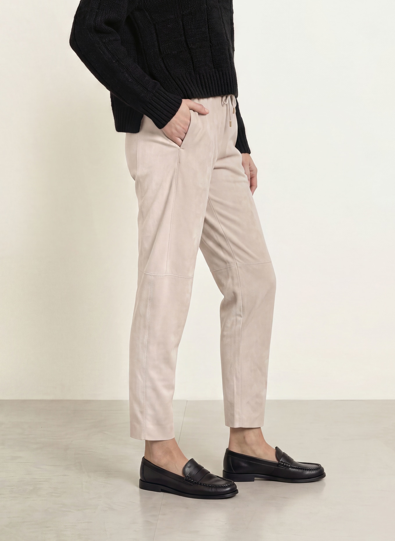 MARC CAIN 7/8 broek RANCHI in leerlook: 646 warm stone