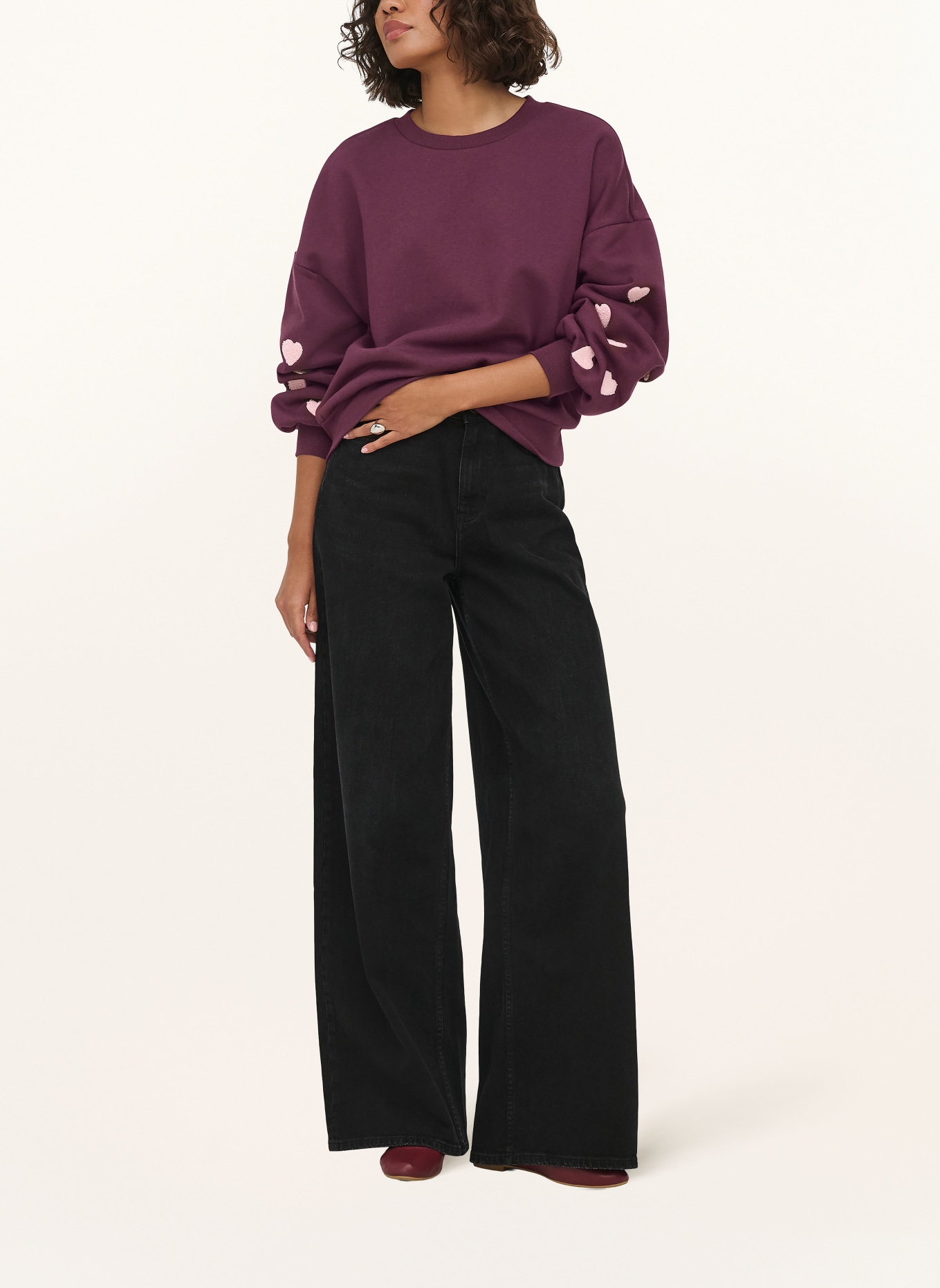 ONLY Sweatshirt: DARK PURPLE / LIGHT PINK