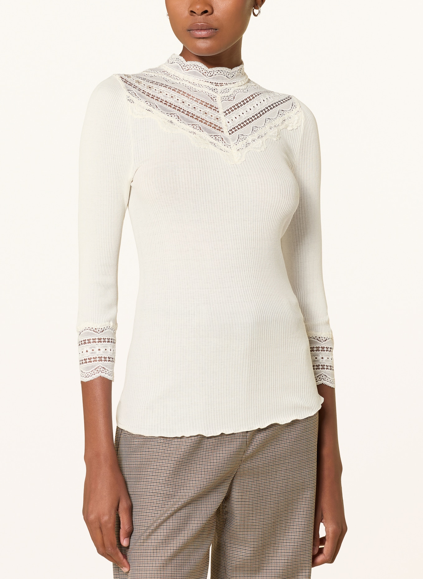 rosemunde Longsleeve BENITA mit Seide und 3/4-Arm: WEISS